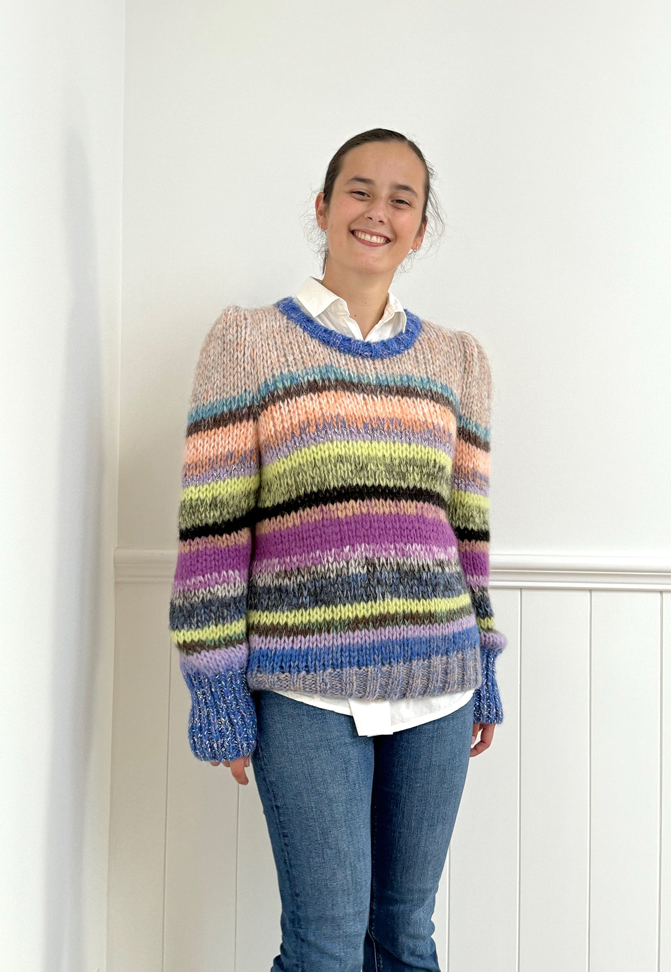 dawn x dare - fifi knit jumper - multi stripe - blue