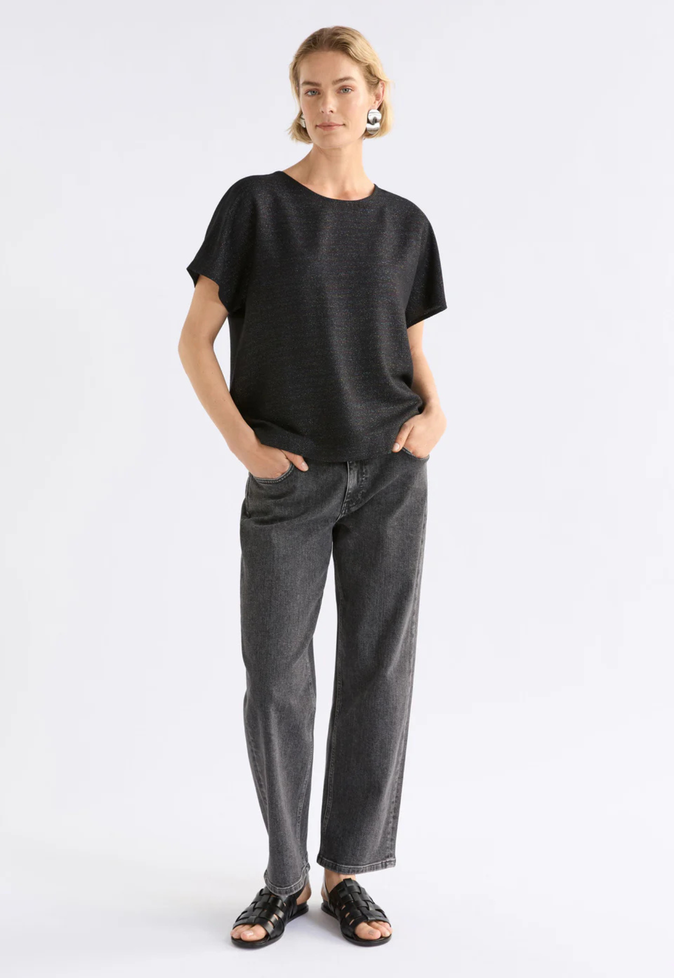 elk tulle top styled with tailored trousers for a polished effortless outfit