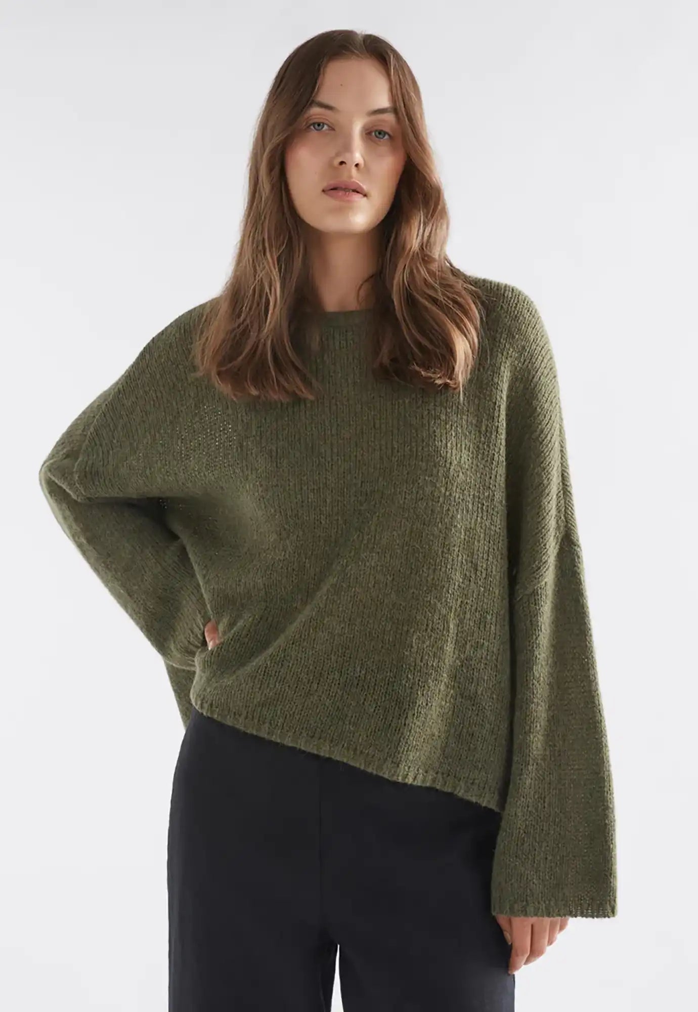 elk - agna sweater - dark olive