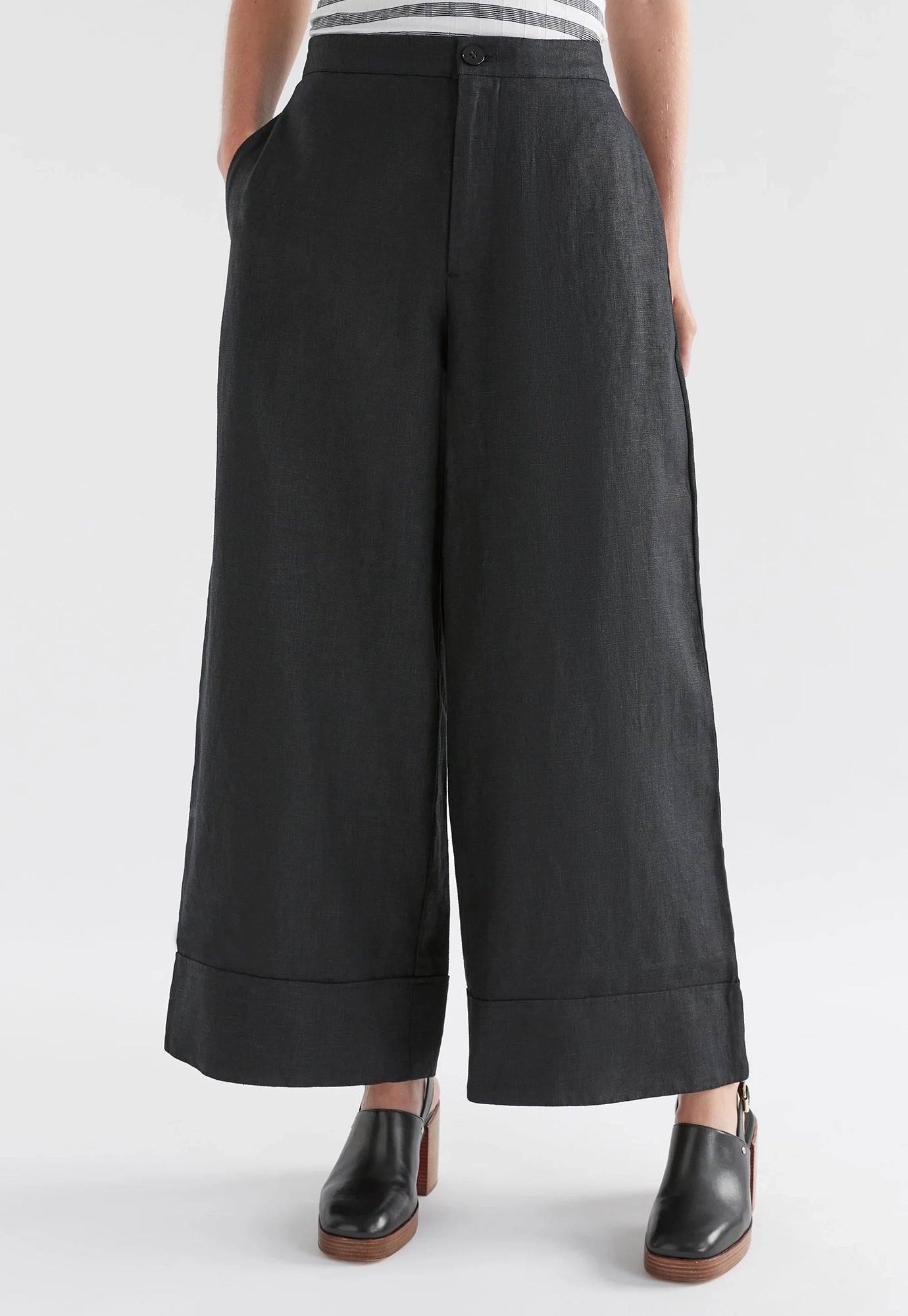 elk - anneli linen pant - black