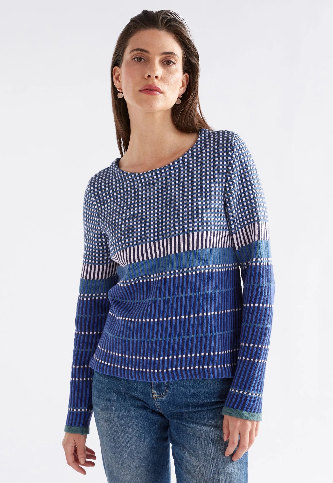 elk - cila knit jumper - blue multi