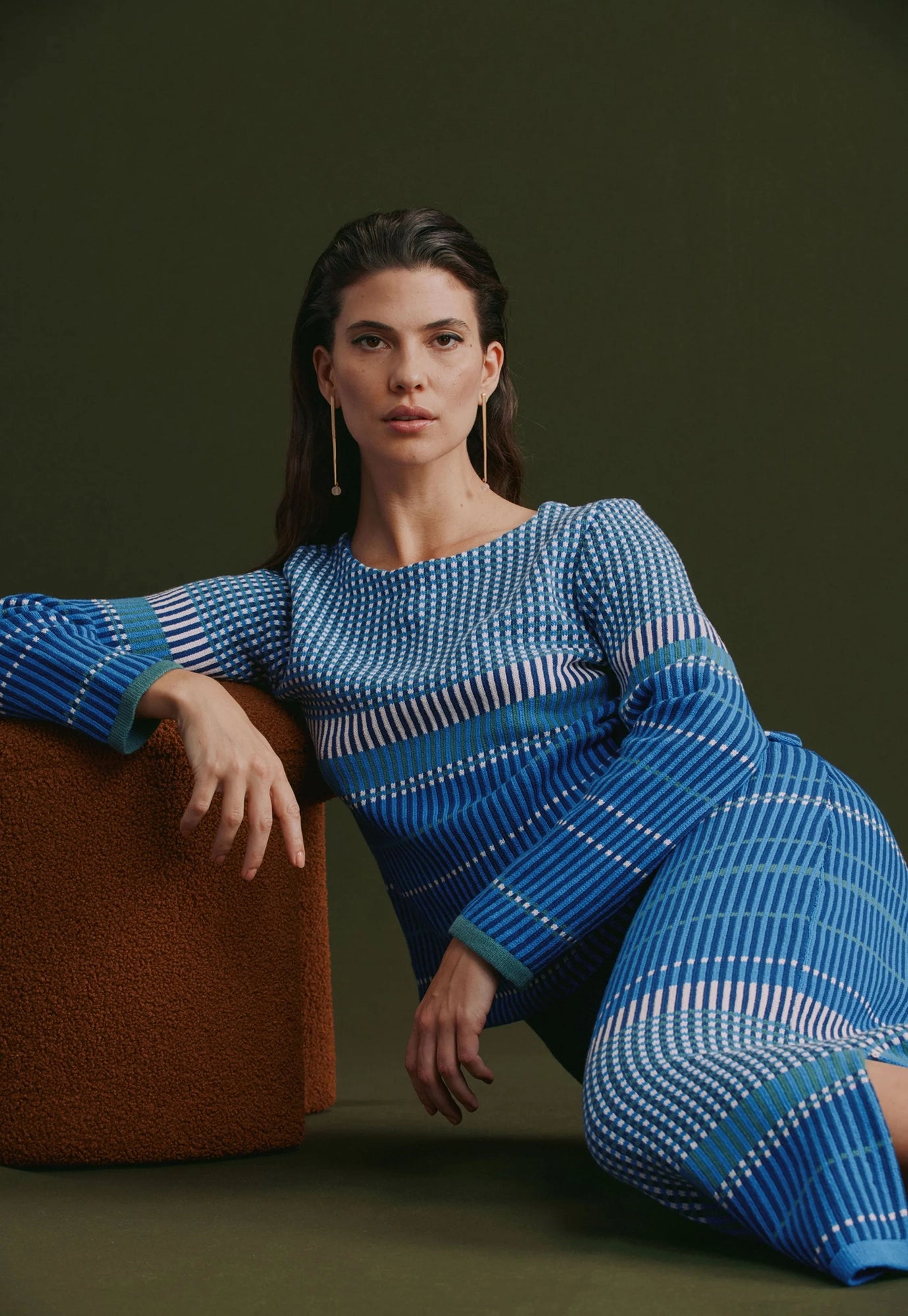 elk - cila knit jumper - blue multi