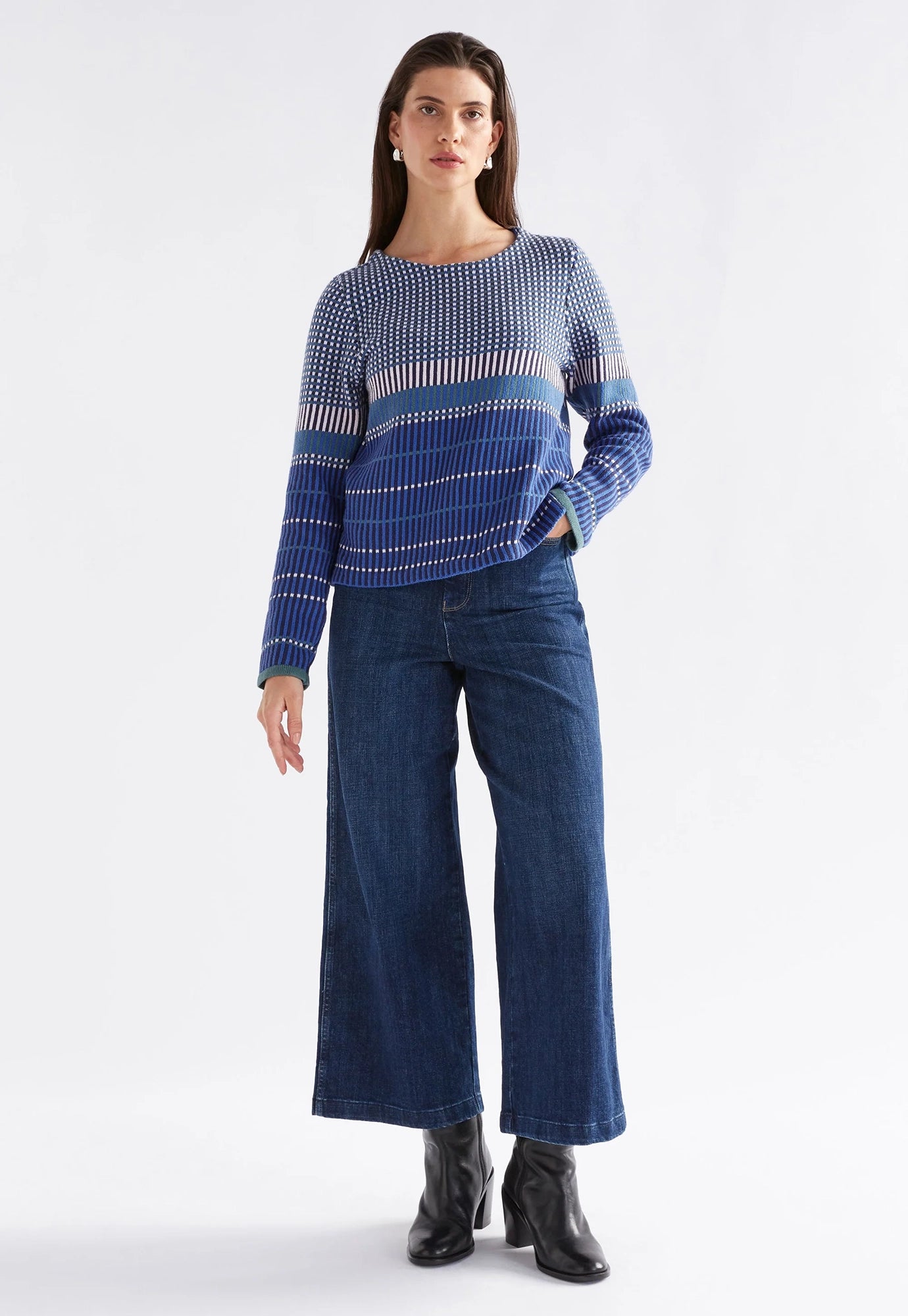 elk - cila knit jumper - blue multi