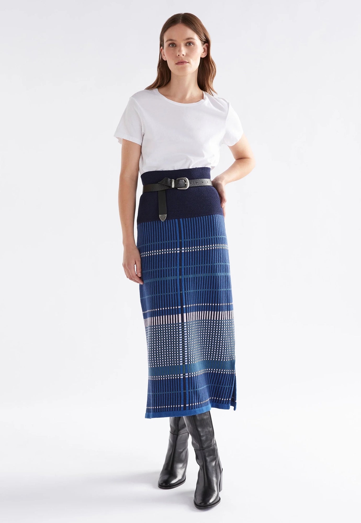 elk - cila knit skirt - blue multi