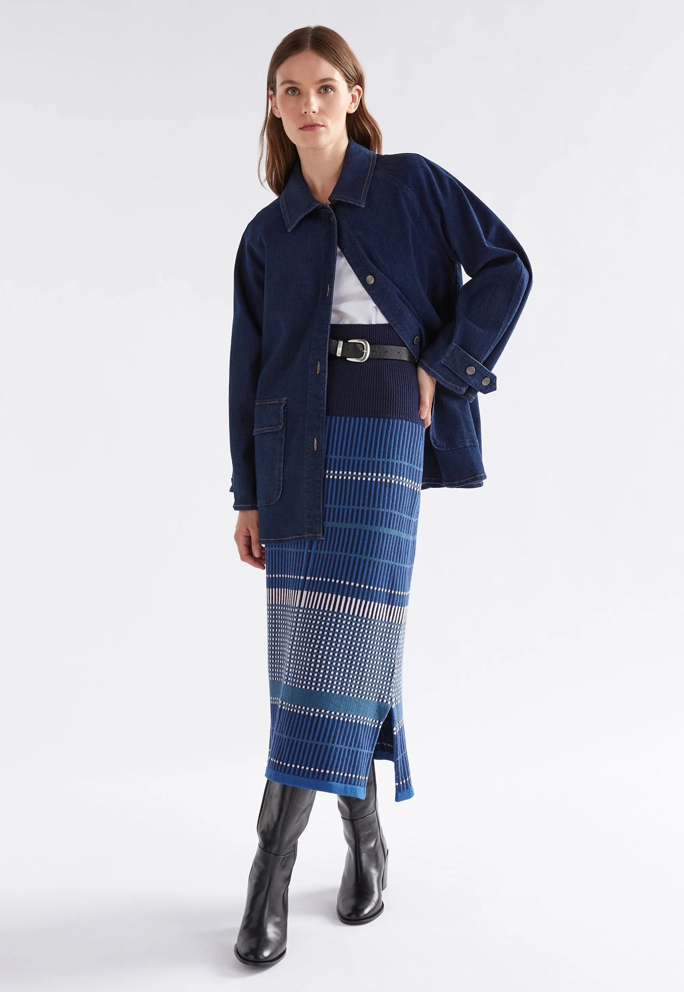 elk - cila knit skirt - blue multi
