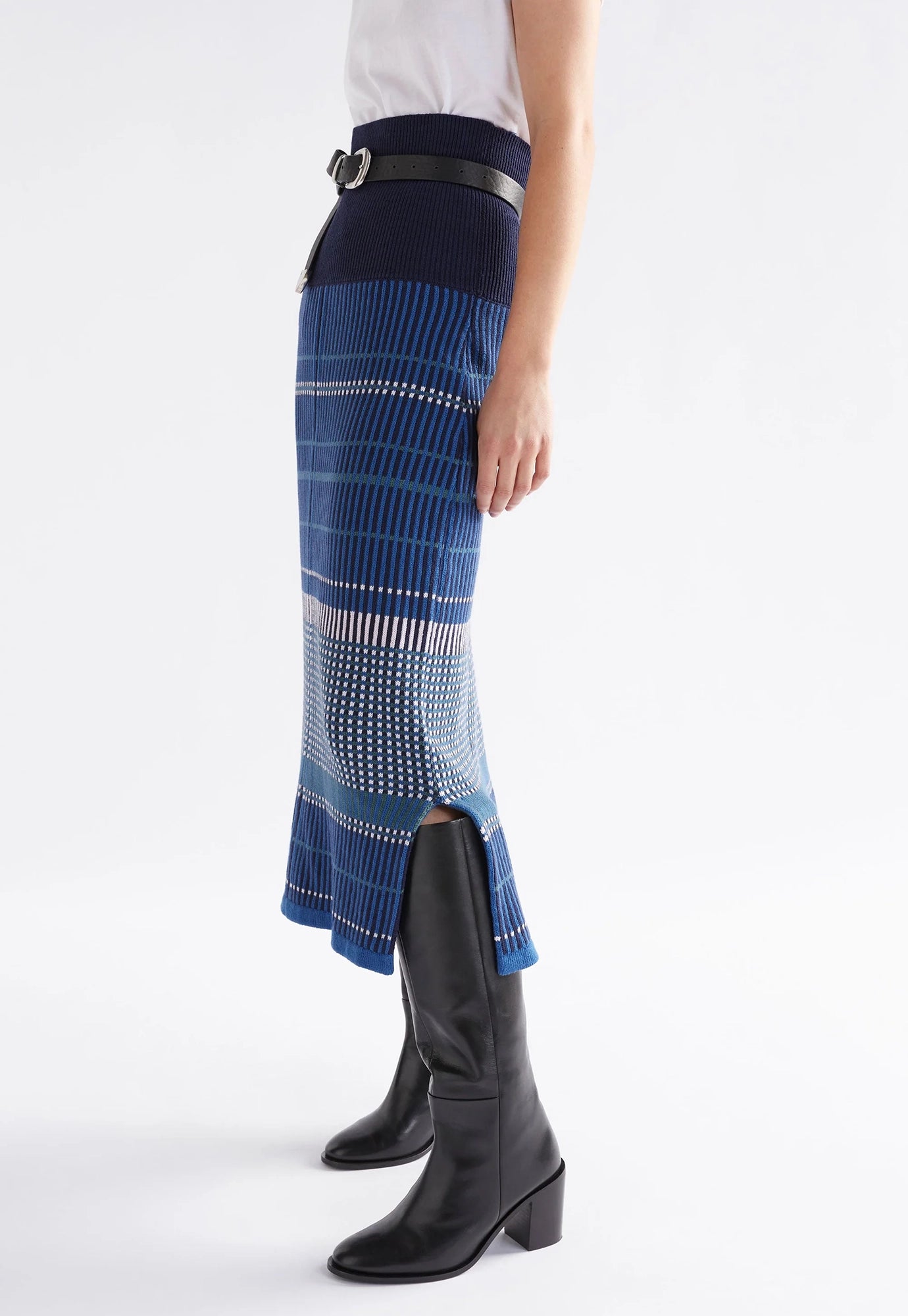 elk - cila knit skirt - blue multi
