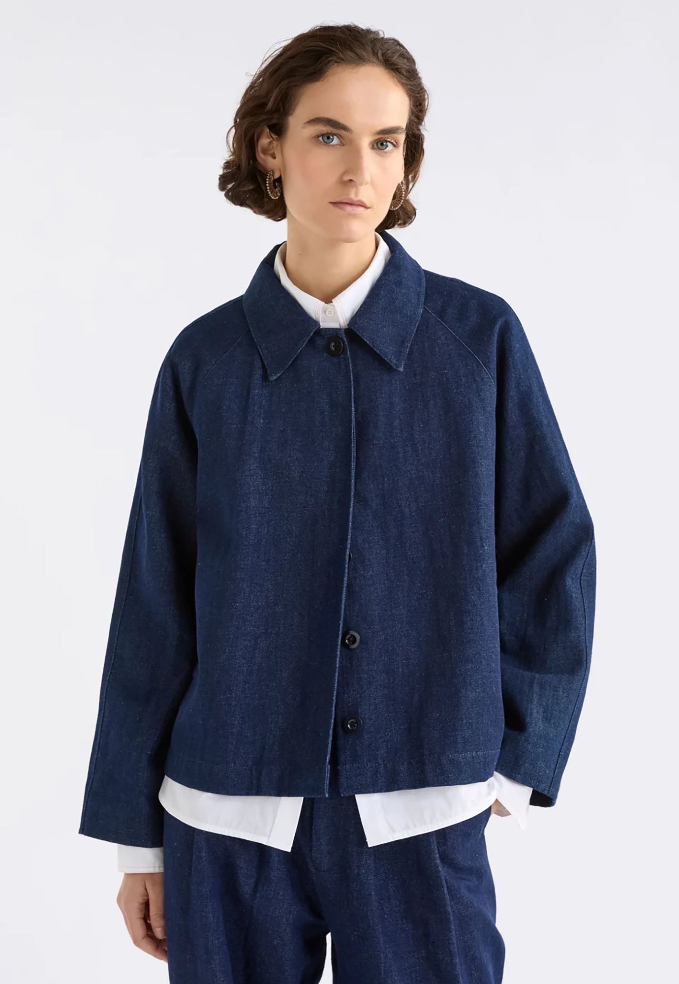 elk - decla denim jacket - dark blue wash