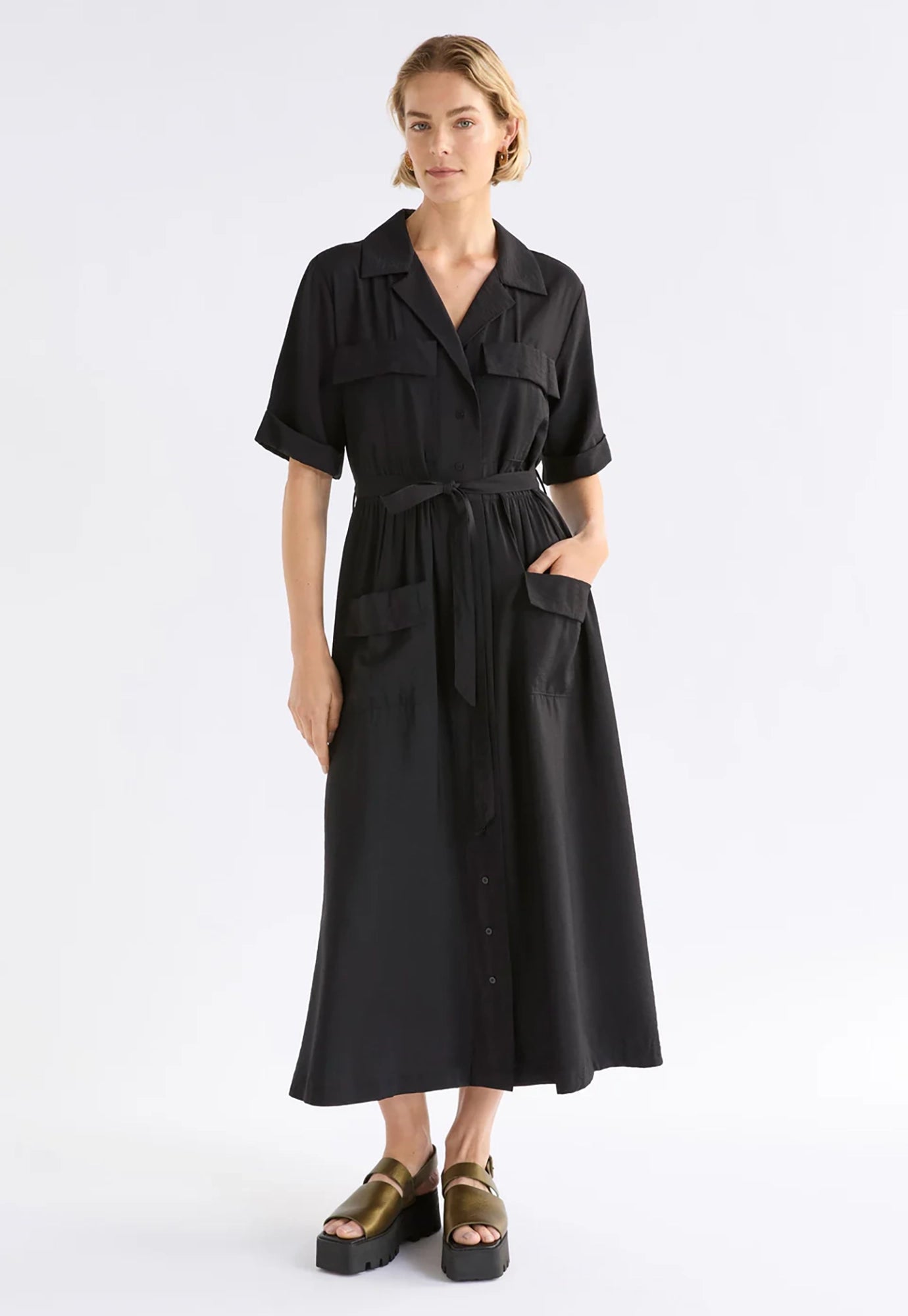 elk - eine shirt dress - black