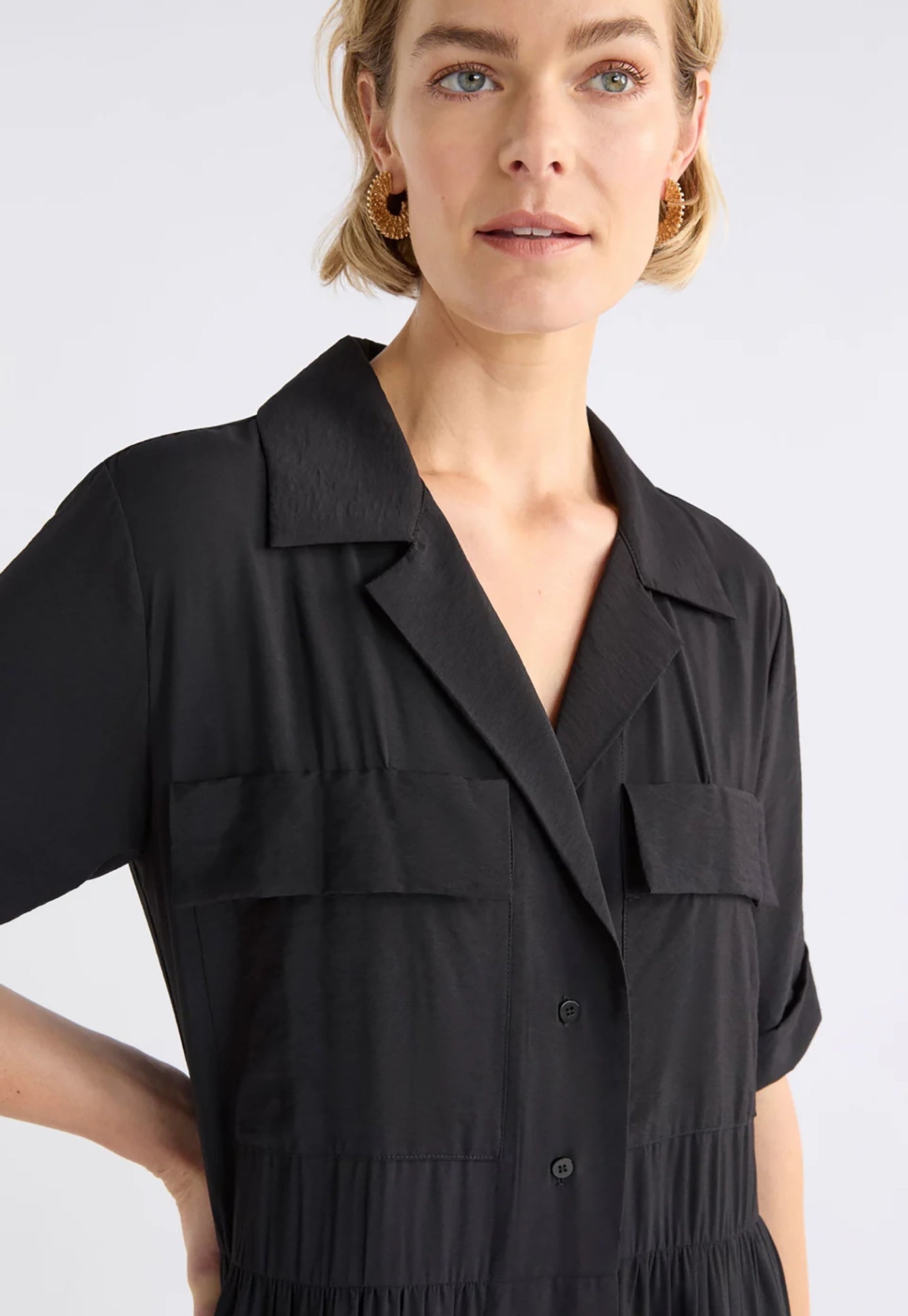 elk - eine shirt dress - black