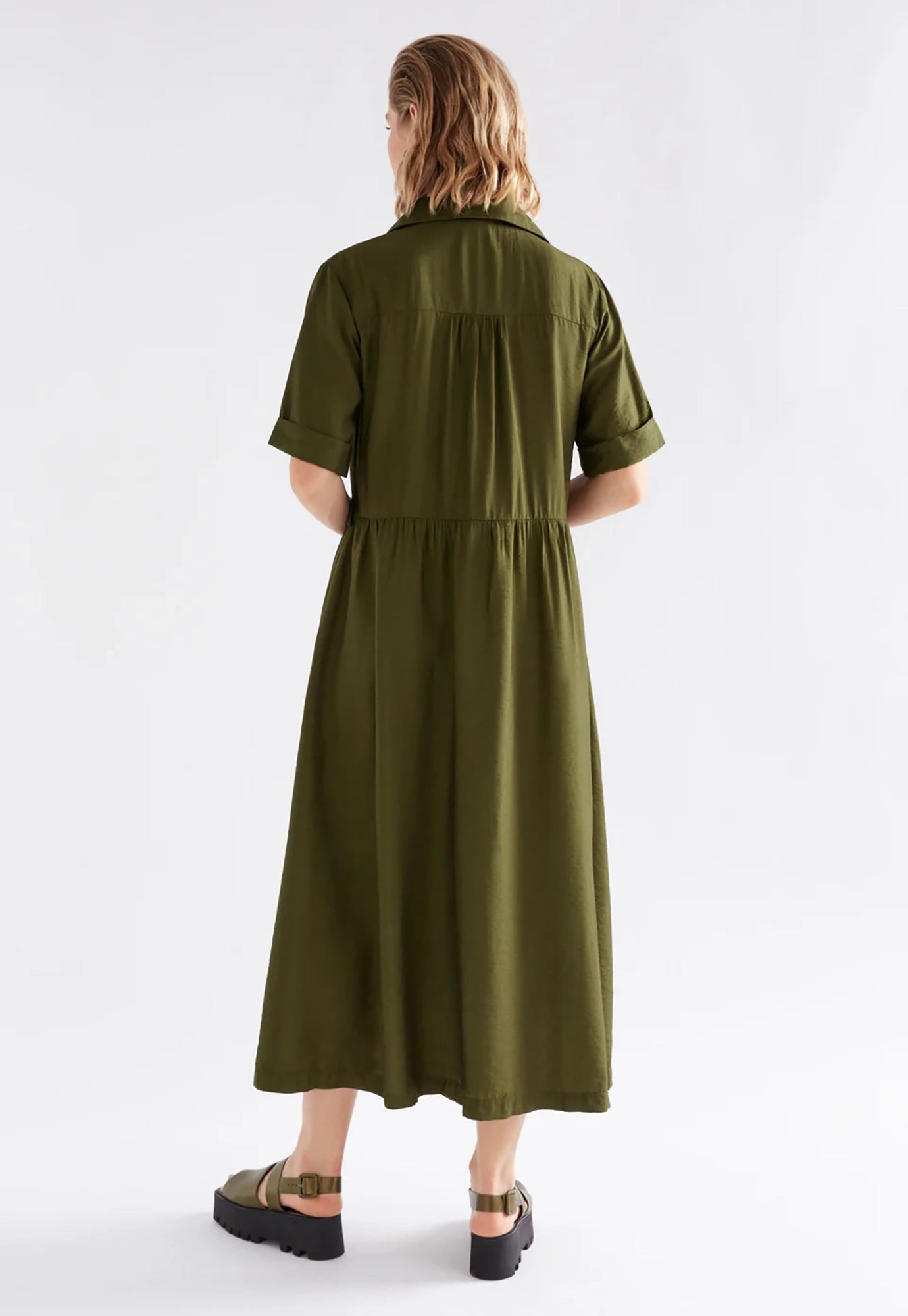 elk - eine shirt dress - bright olive