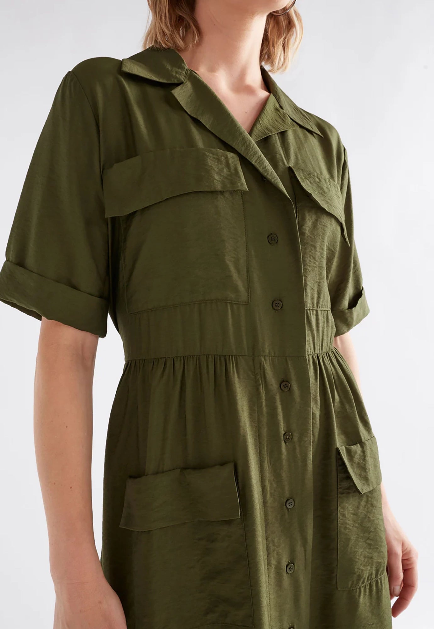 elk - eine shirt dress - bright olive