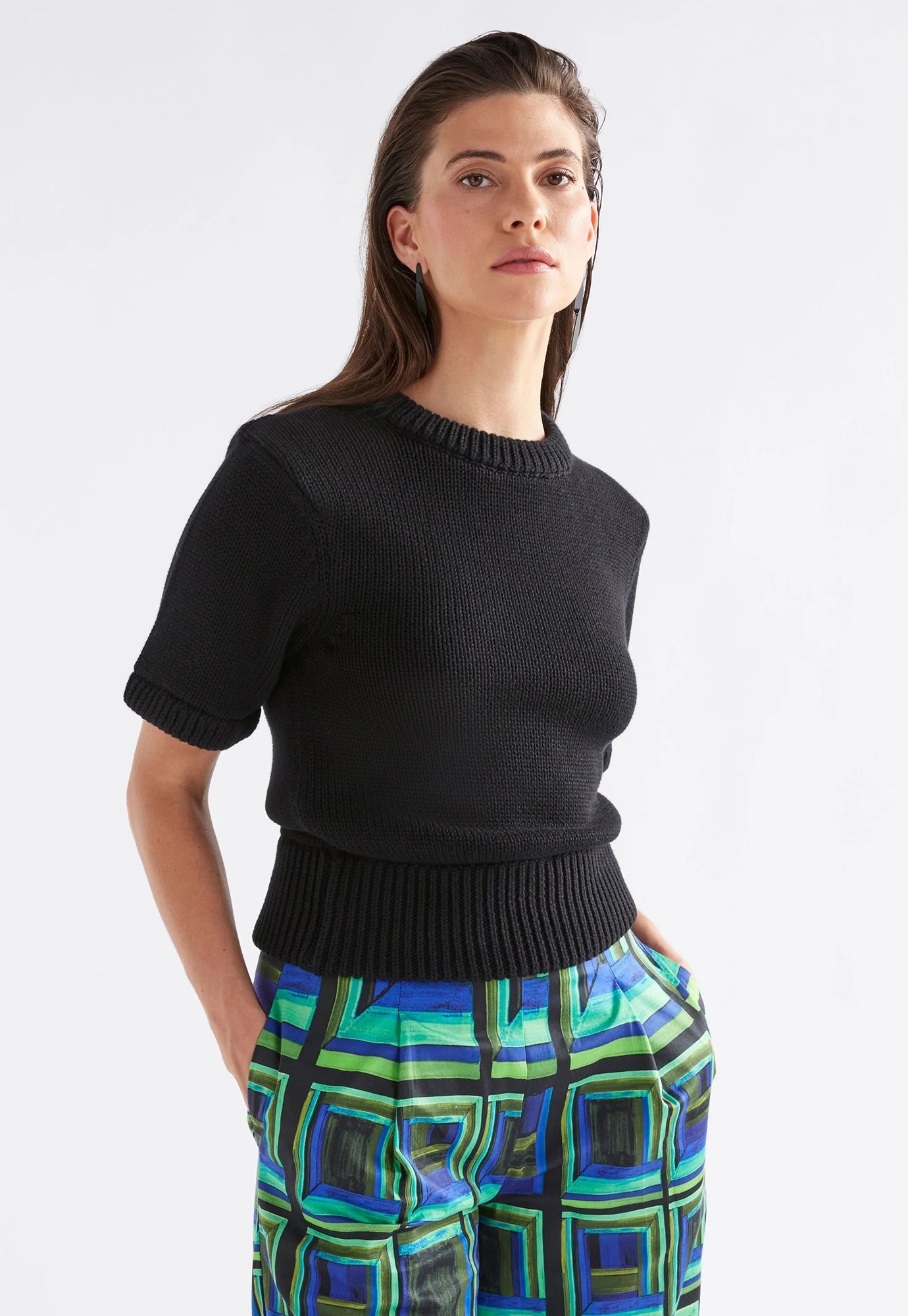 elk - luft knit top - black