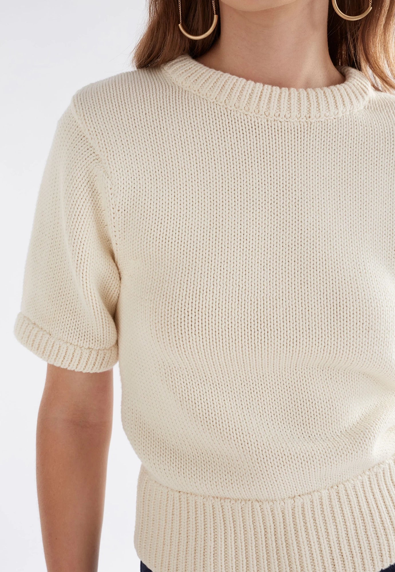 elk - luft knit top - white