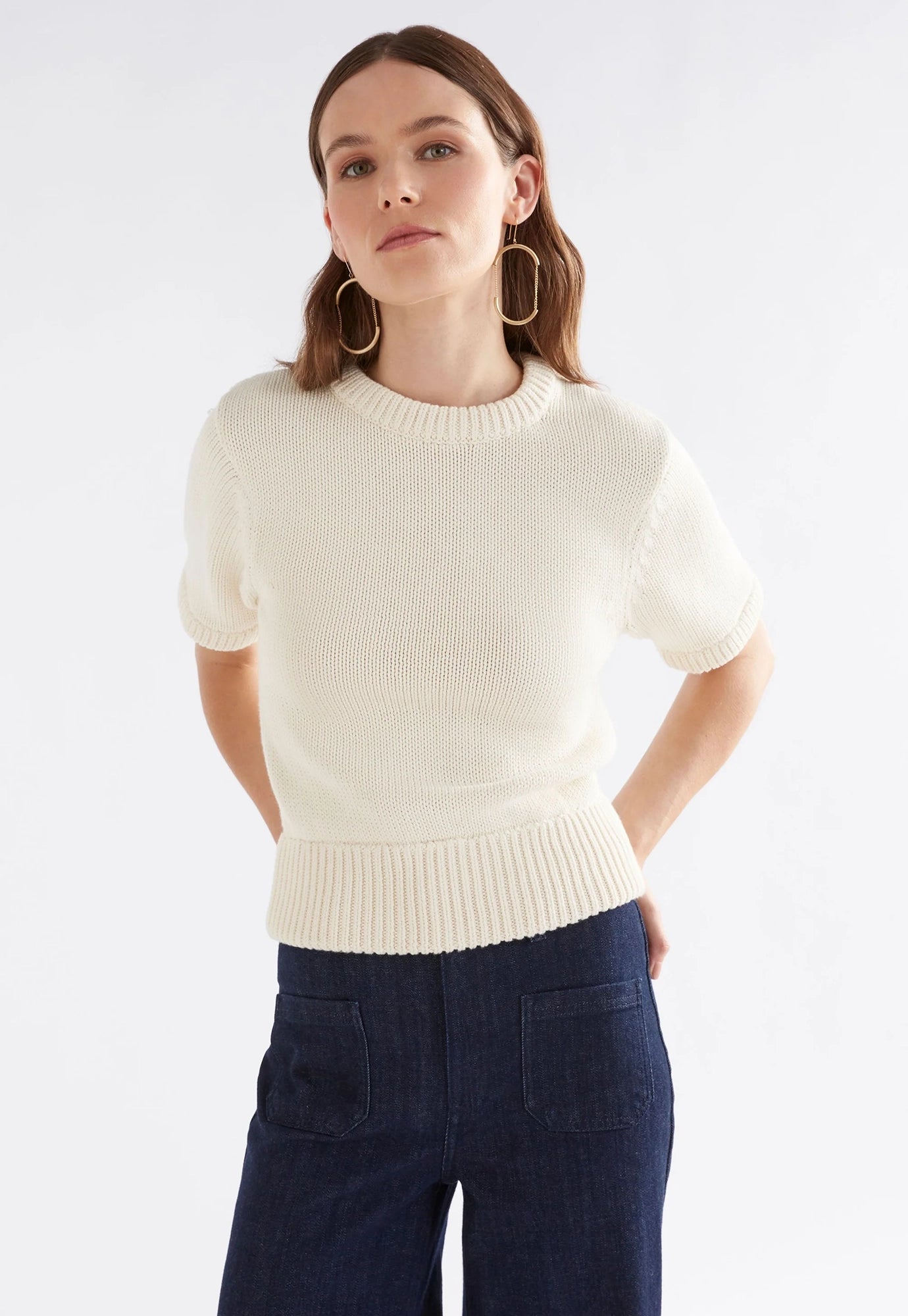 elk - luft knit top - white