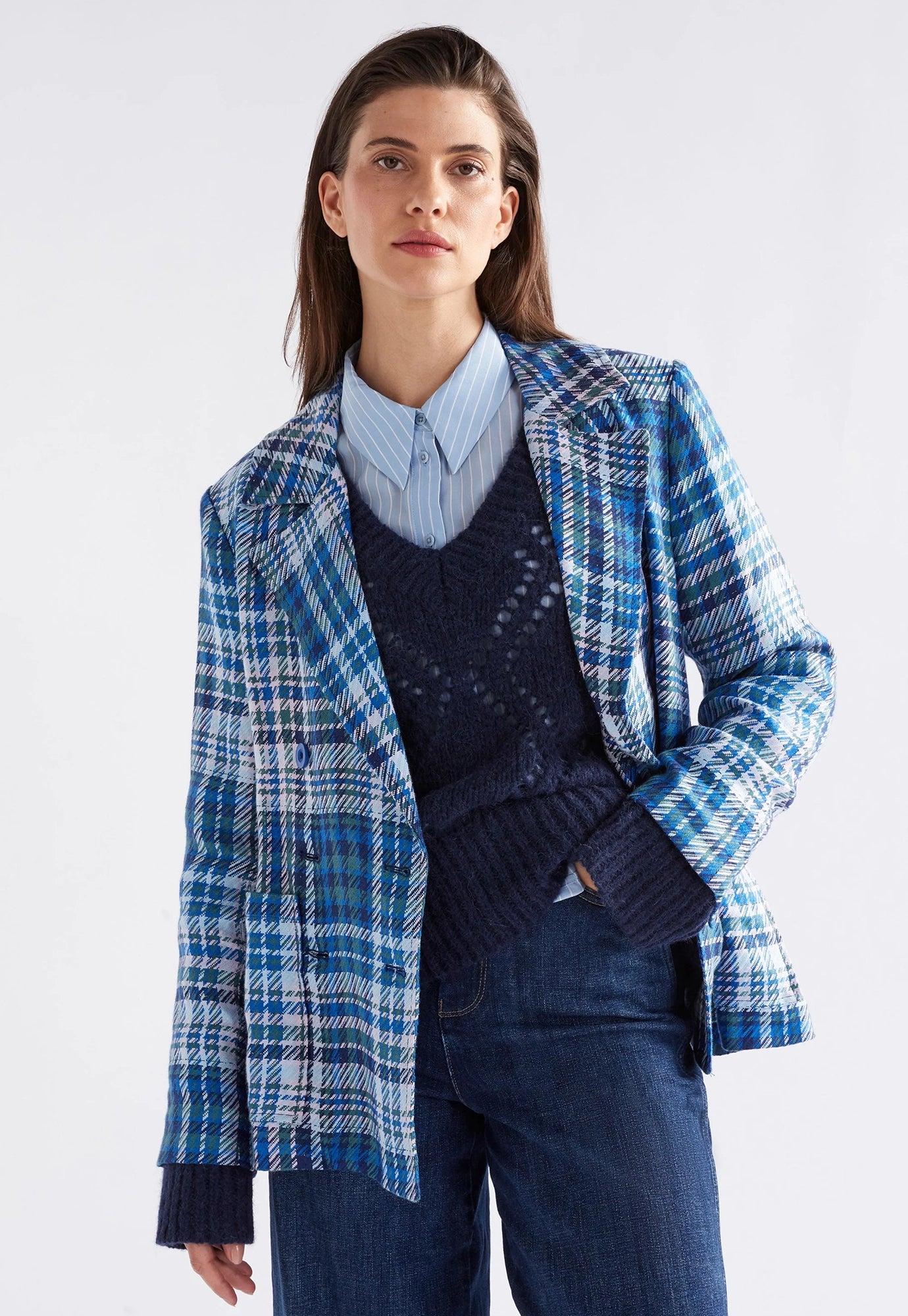 elk - ranie jacket - blue multi check