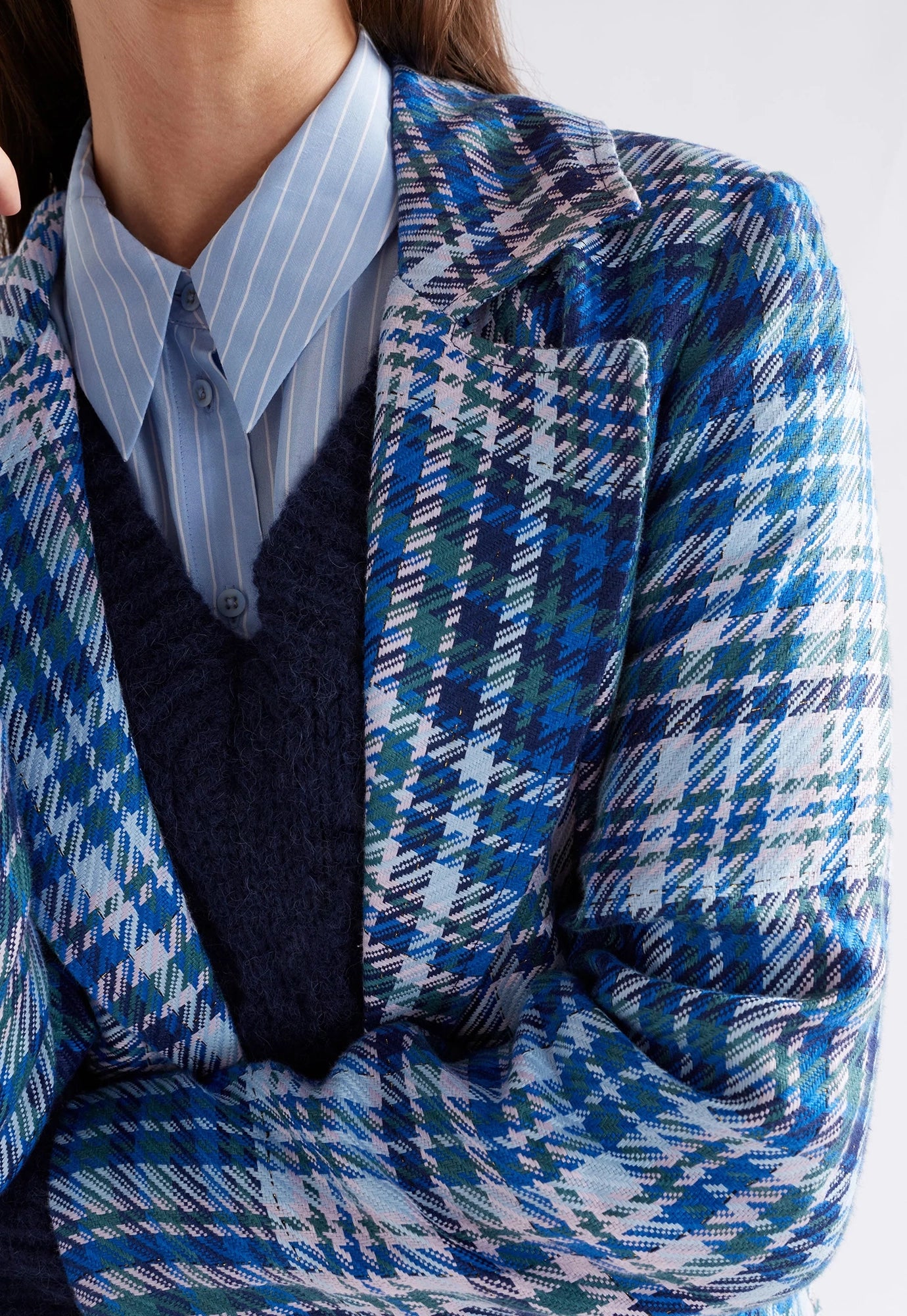 elk - ranie jacket - blue multi check