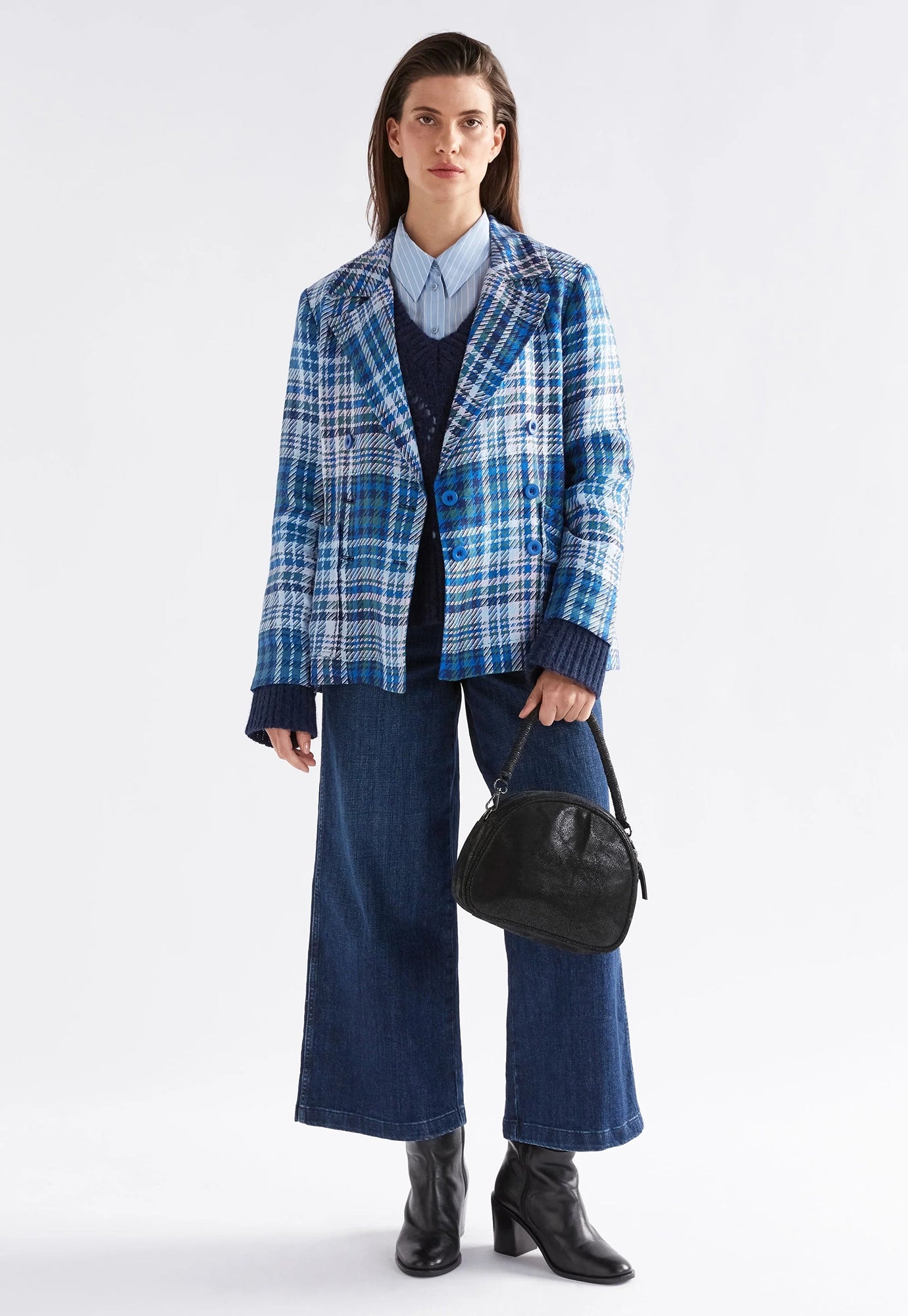 elk - ranie jacket - blue multi check