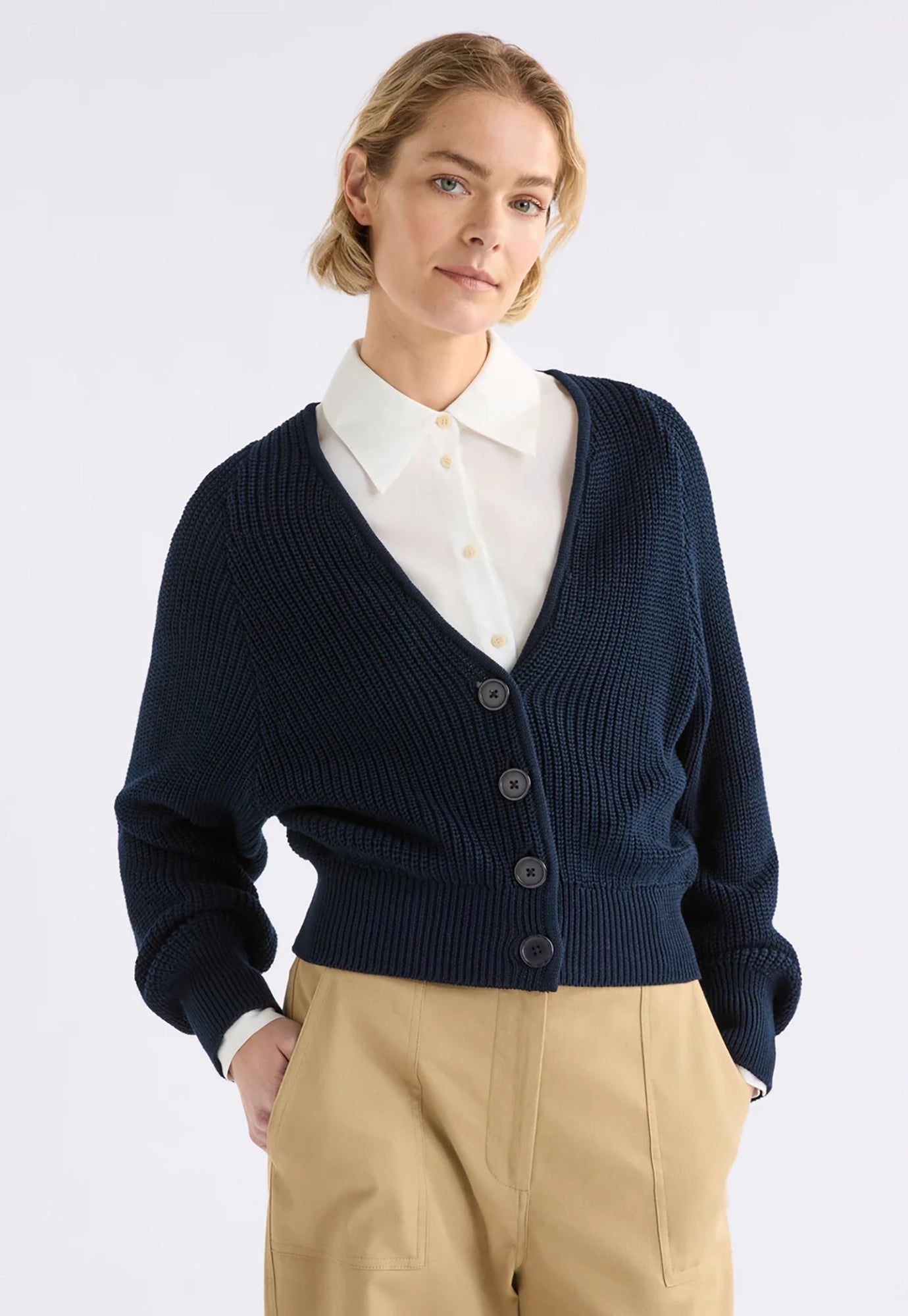 elk - saari cardigan - bright navy