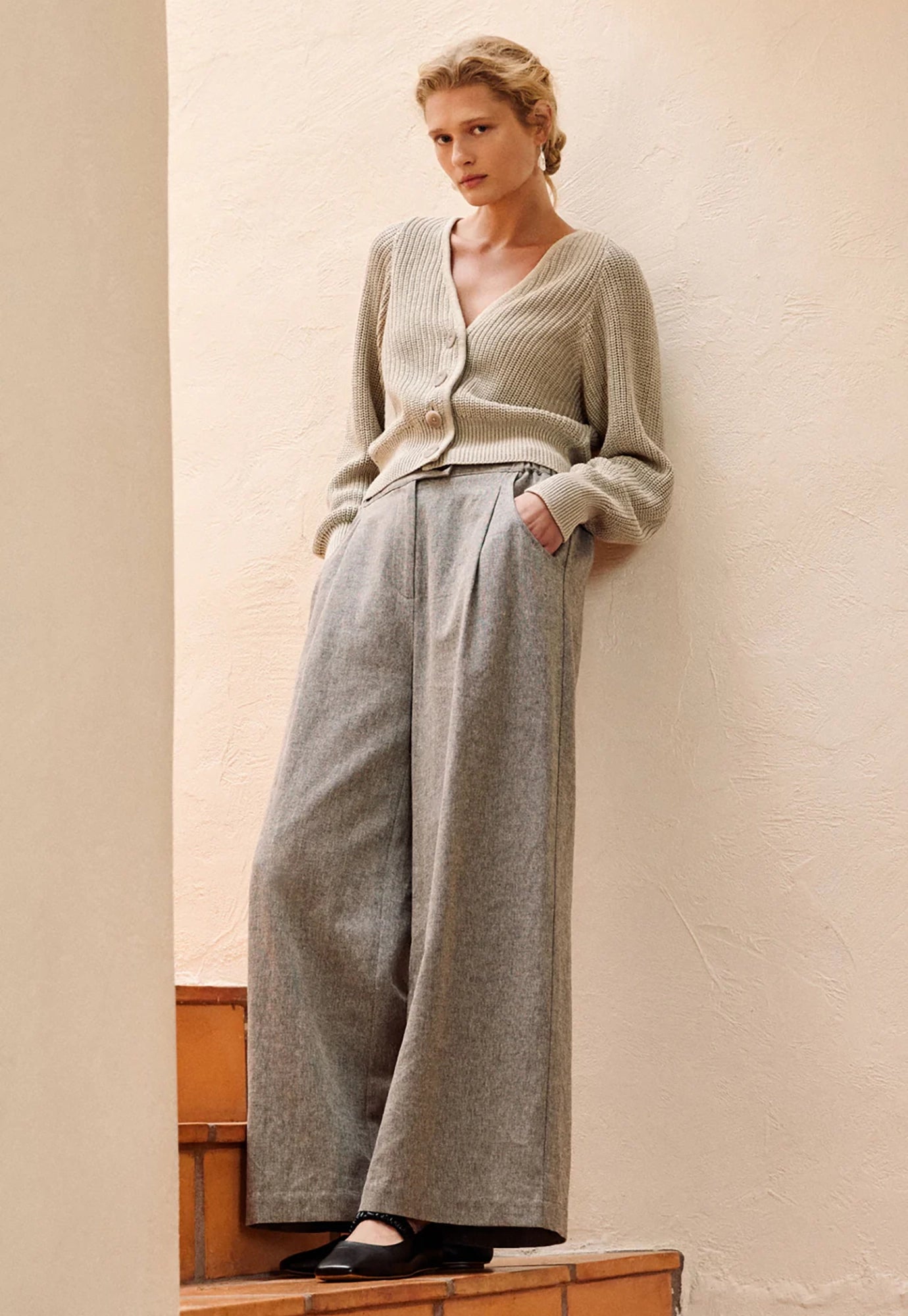 elk - saari cardigan - ecru