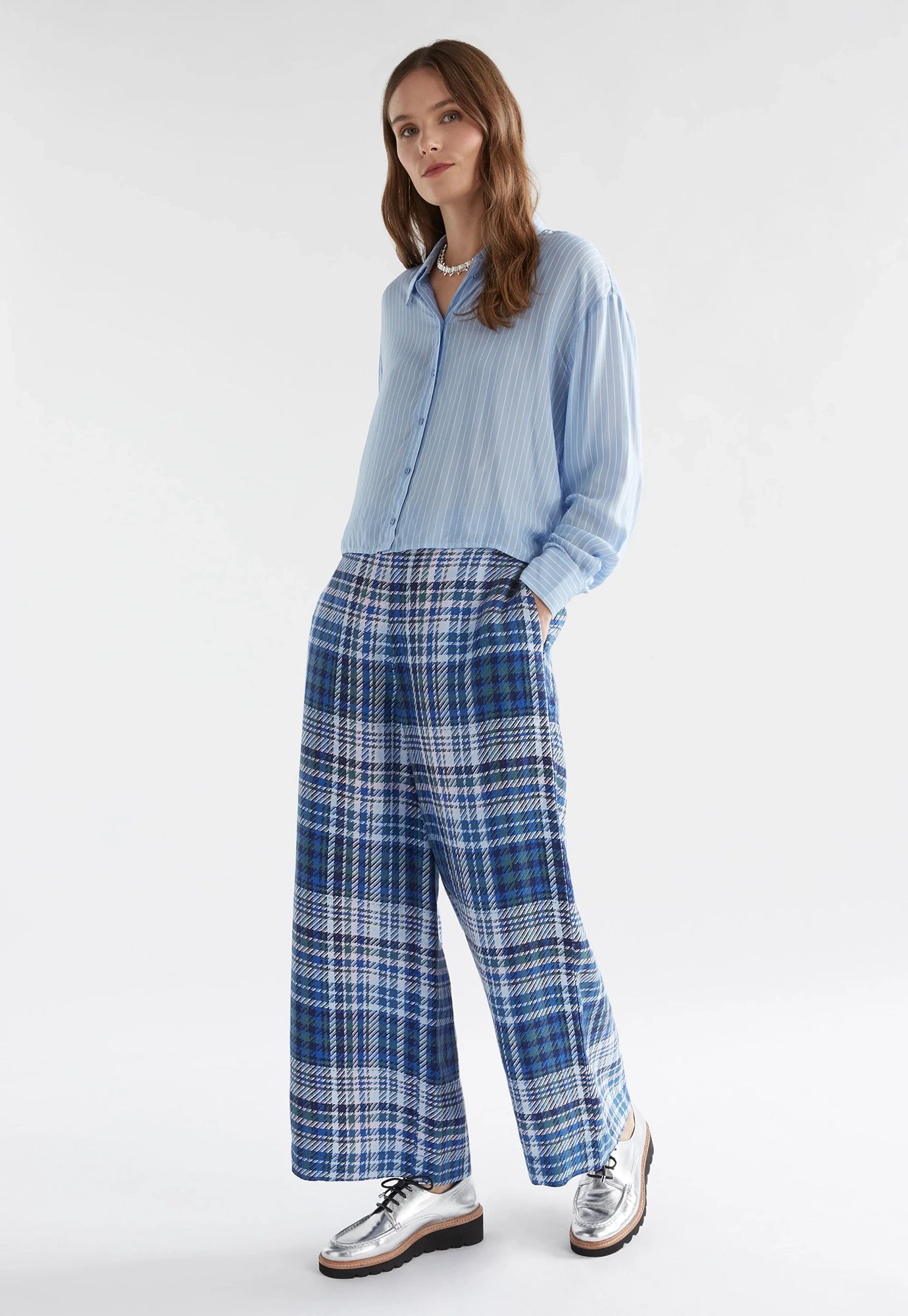 elk - sera shirt - pale blue stripe