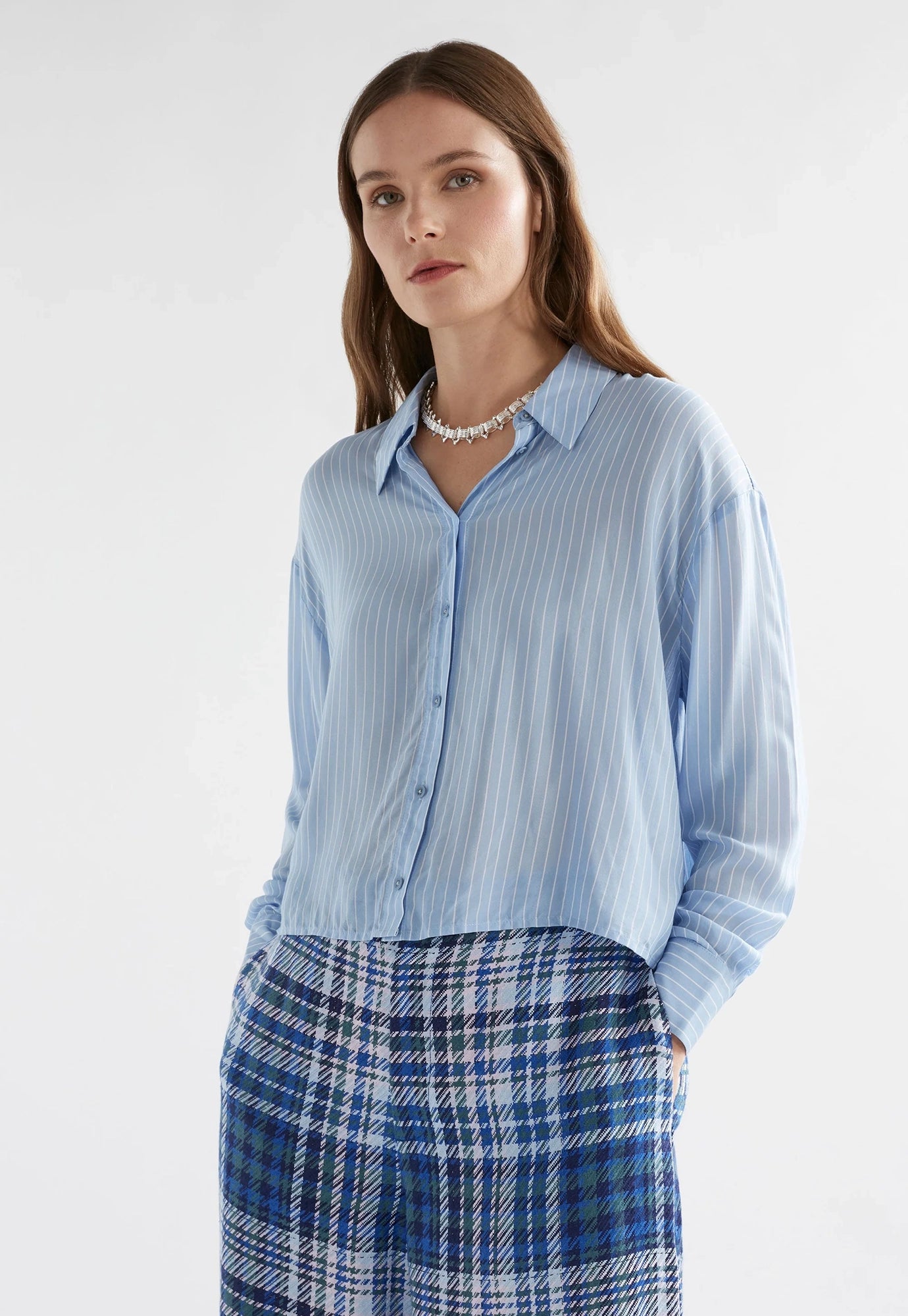 elk - sera shirt - pale blue stripe