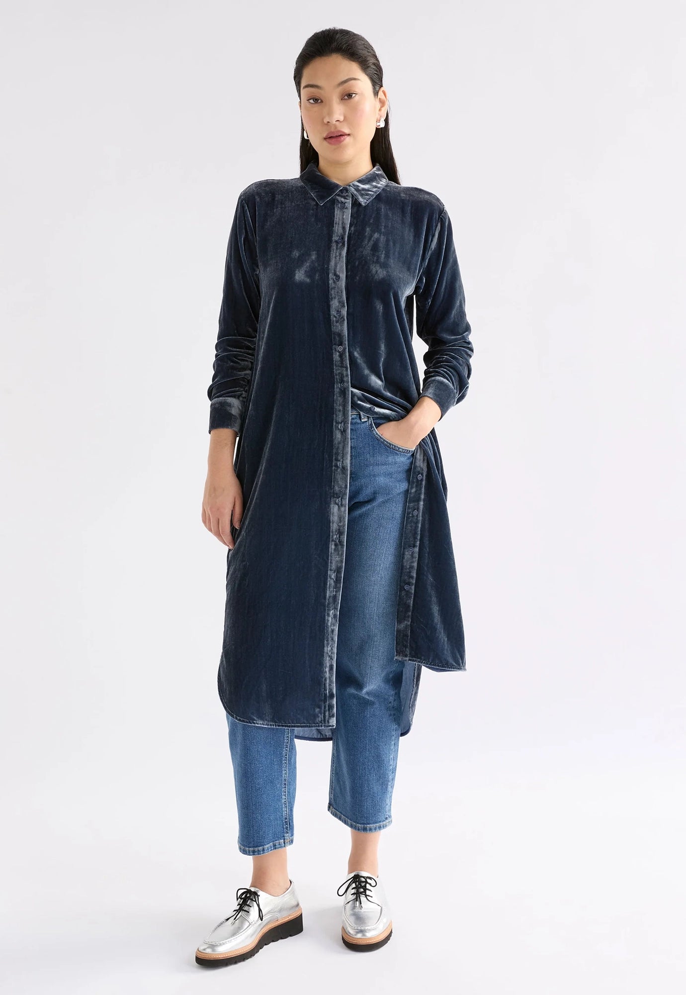elk - suuri velvet dress - blue steel