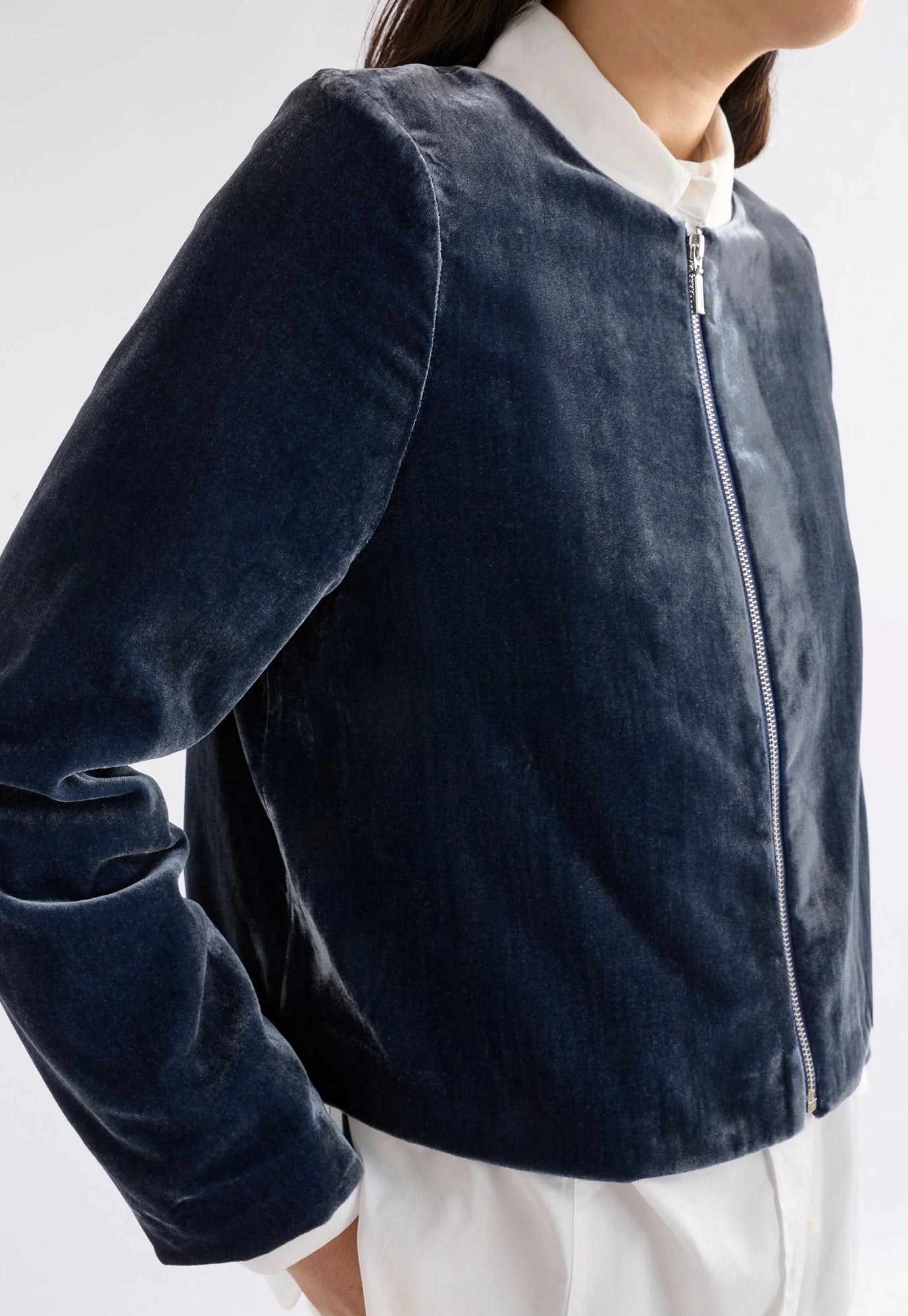 elk - suuri velvet zip jacket - blue steel
