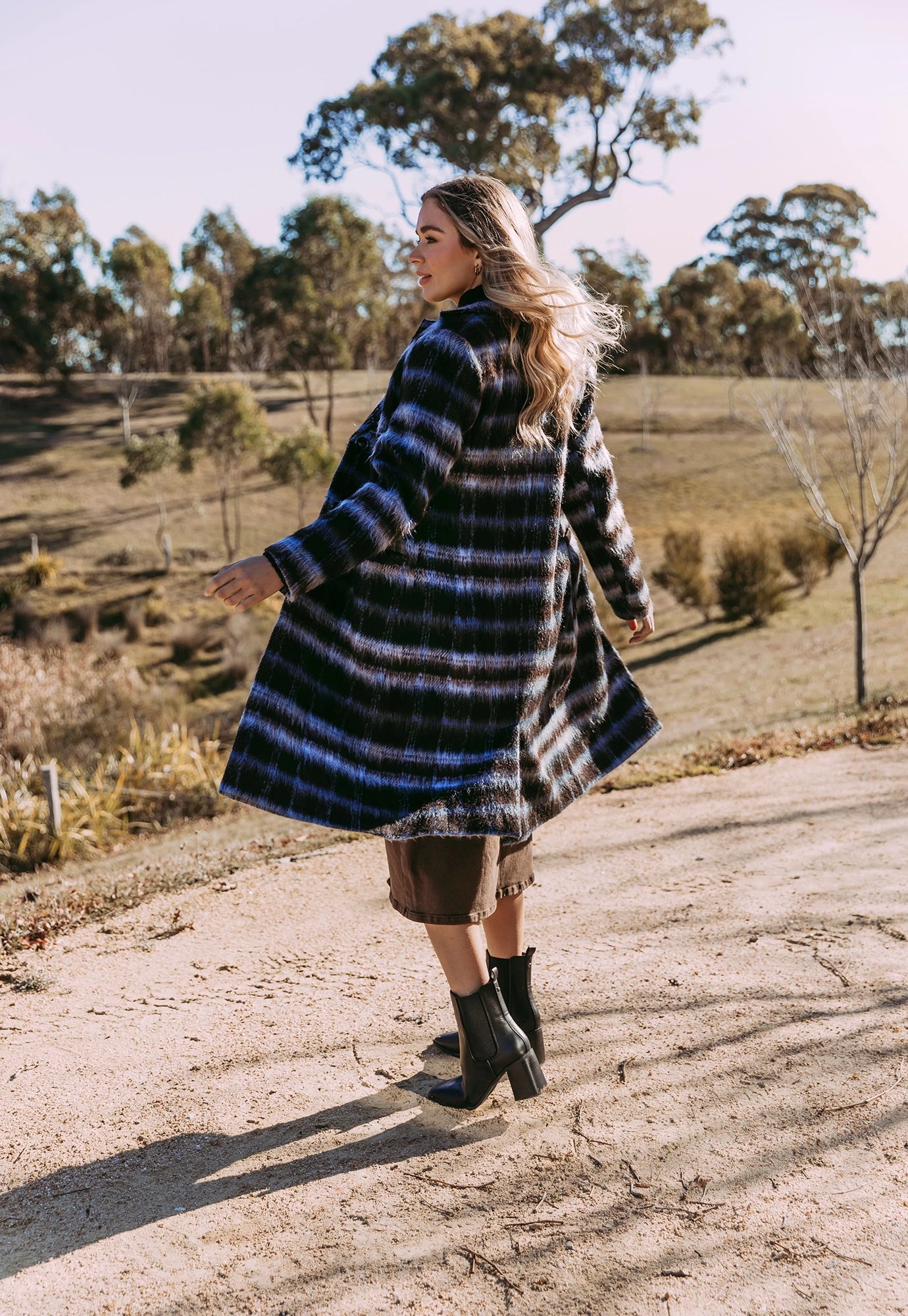 foxwood - bennett coat - choc & blue check