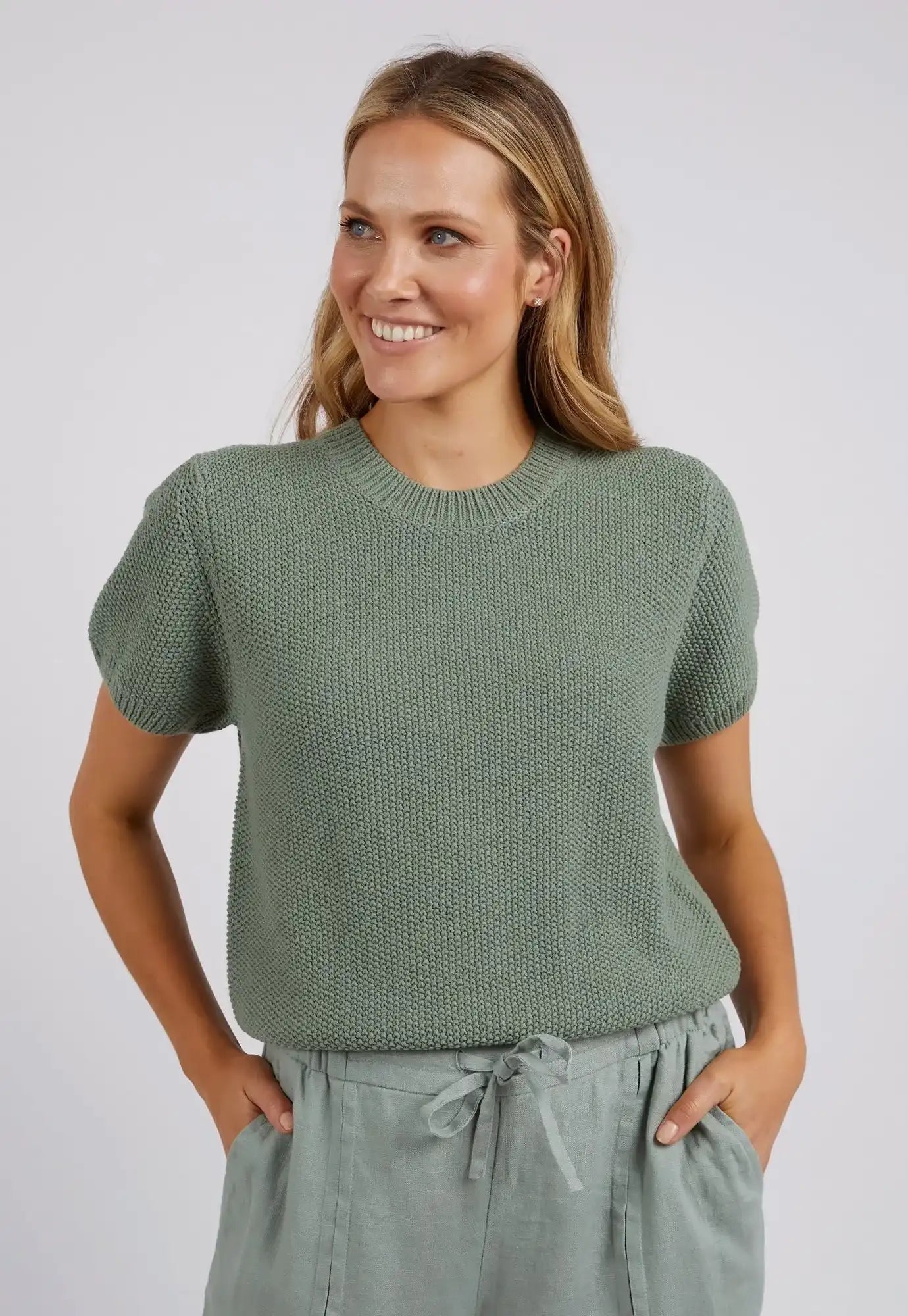 foxwood - blair short sleeve knit - sage green