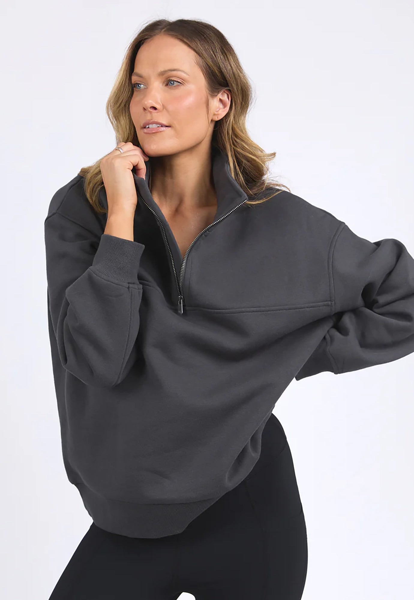 foxwood - college zip crew - charcoal