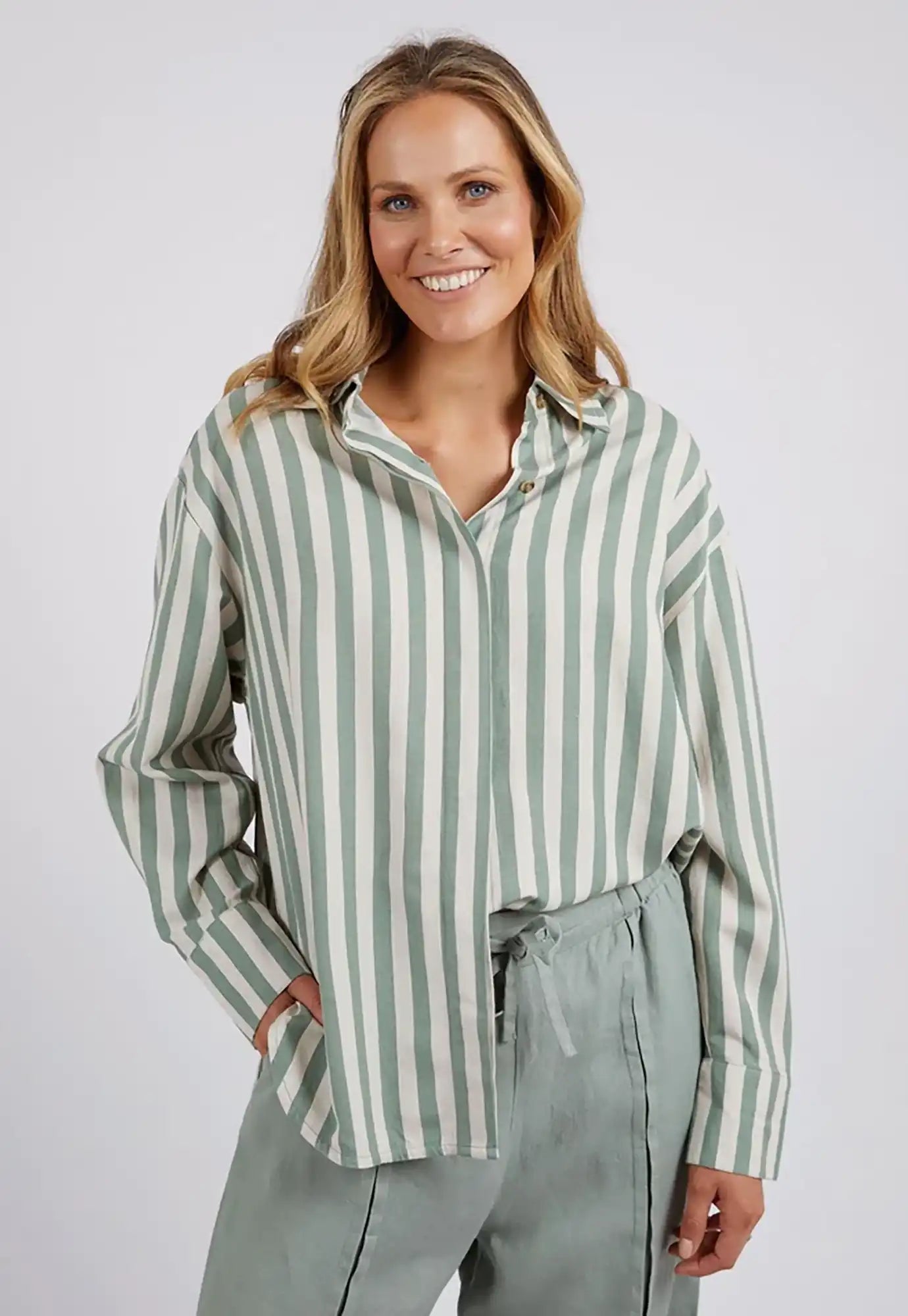 foxwood - donata stripe shirt - green