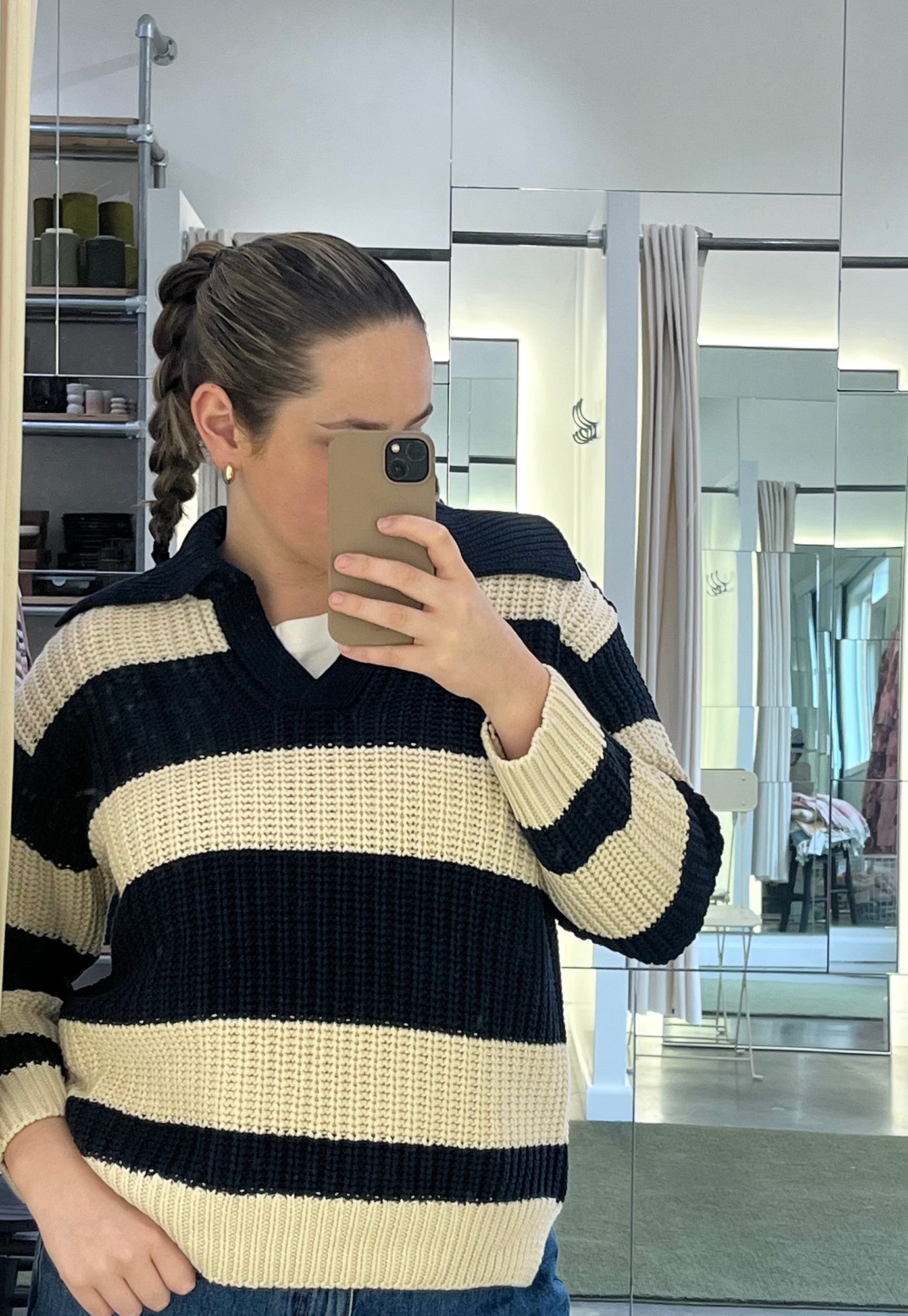 foxwood - estella stripe knit - navy & off white