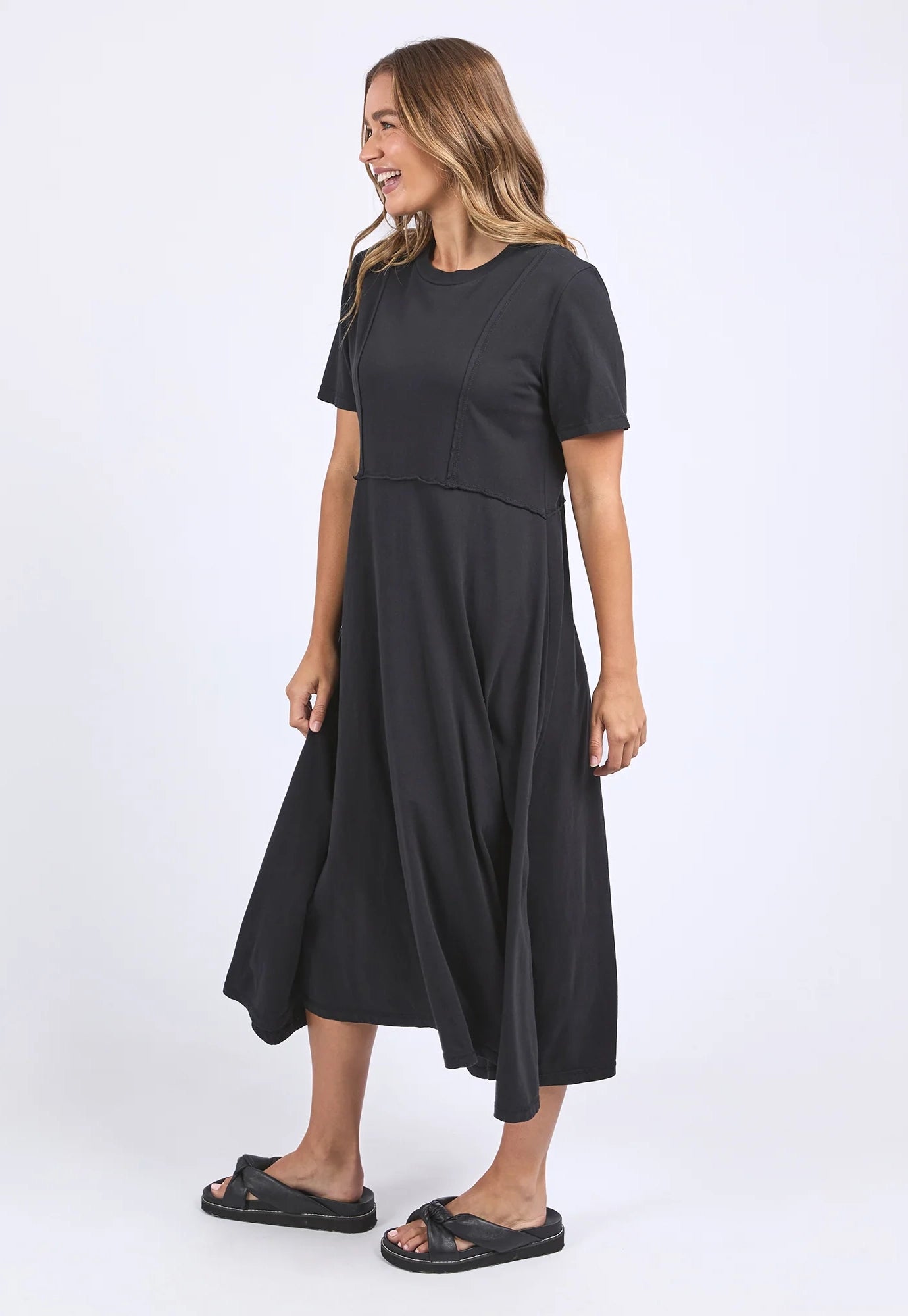 foxwood - eva midi dress - black