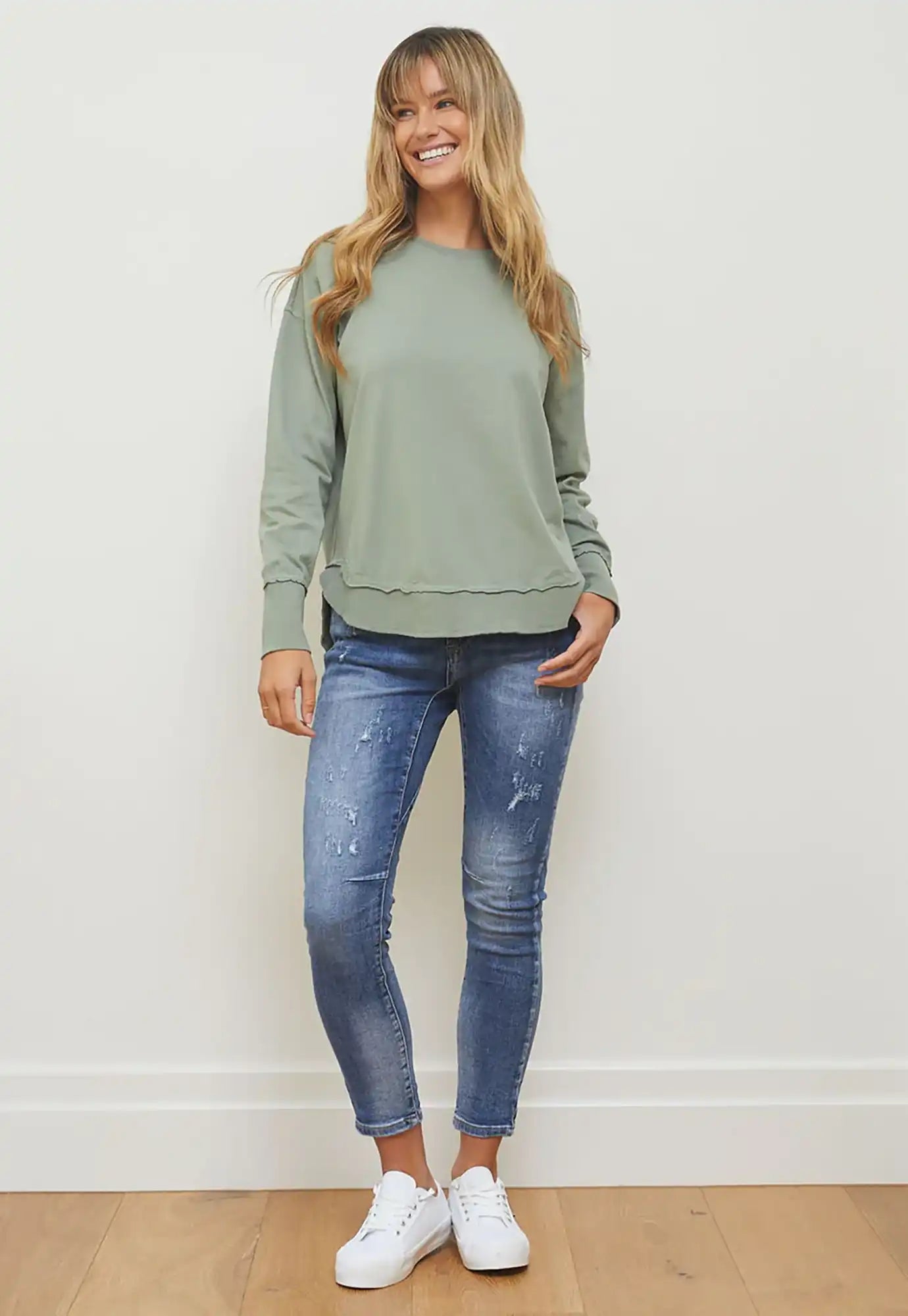 foxwood - farrah long sleeve top - sage green