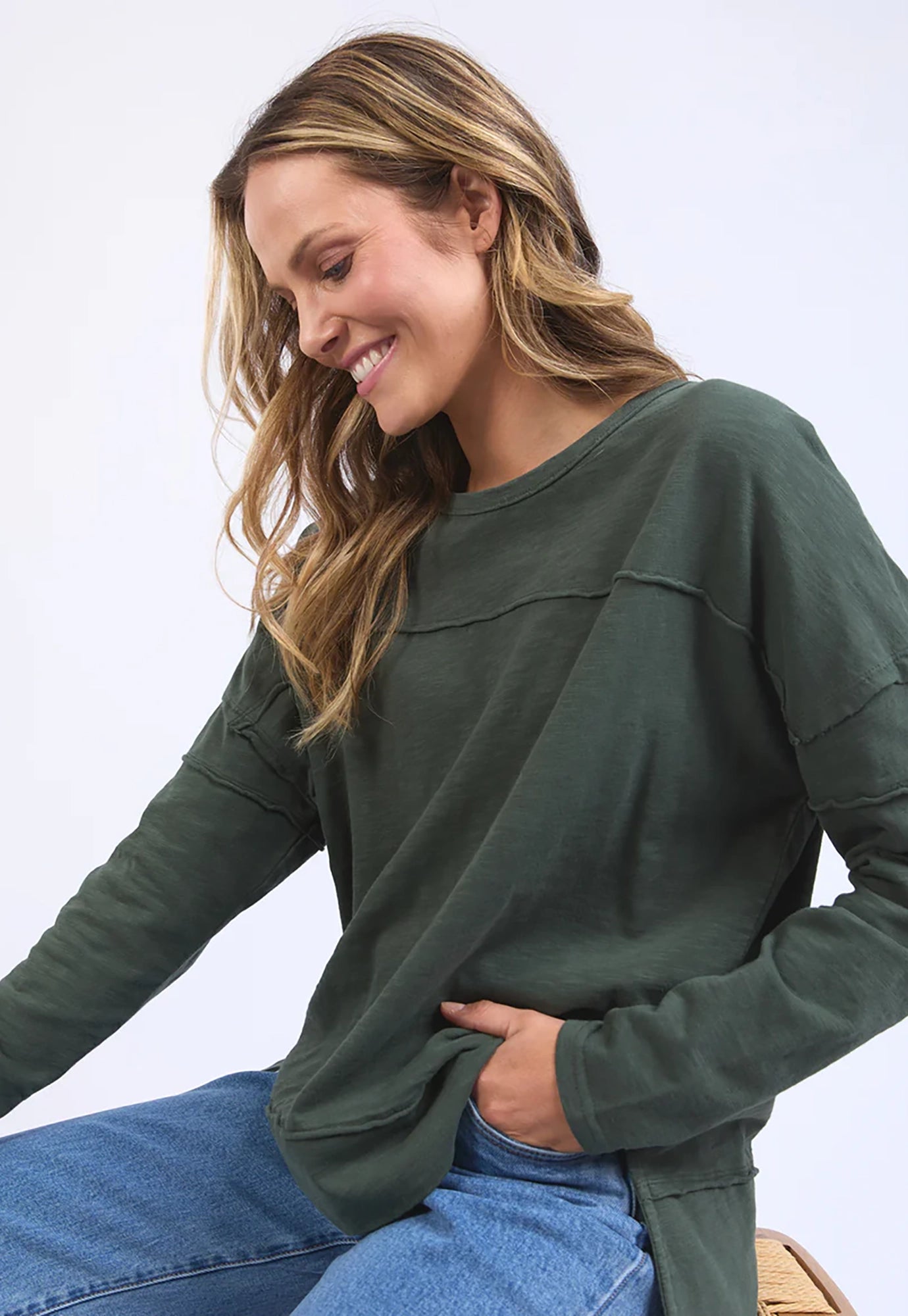 foxwood - jayne throw on top - khaki