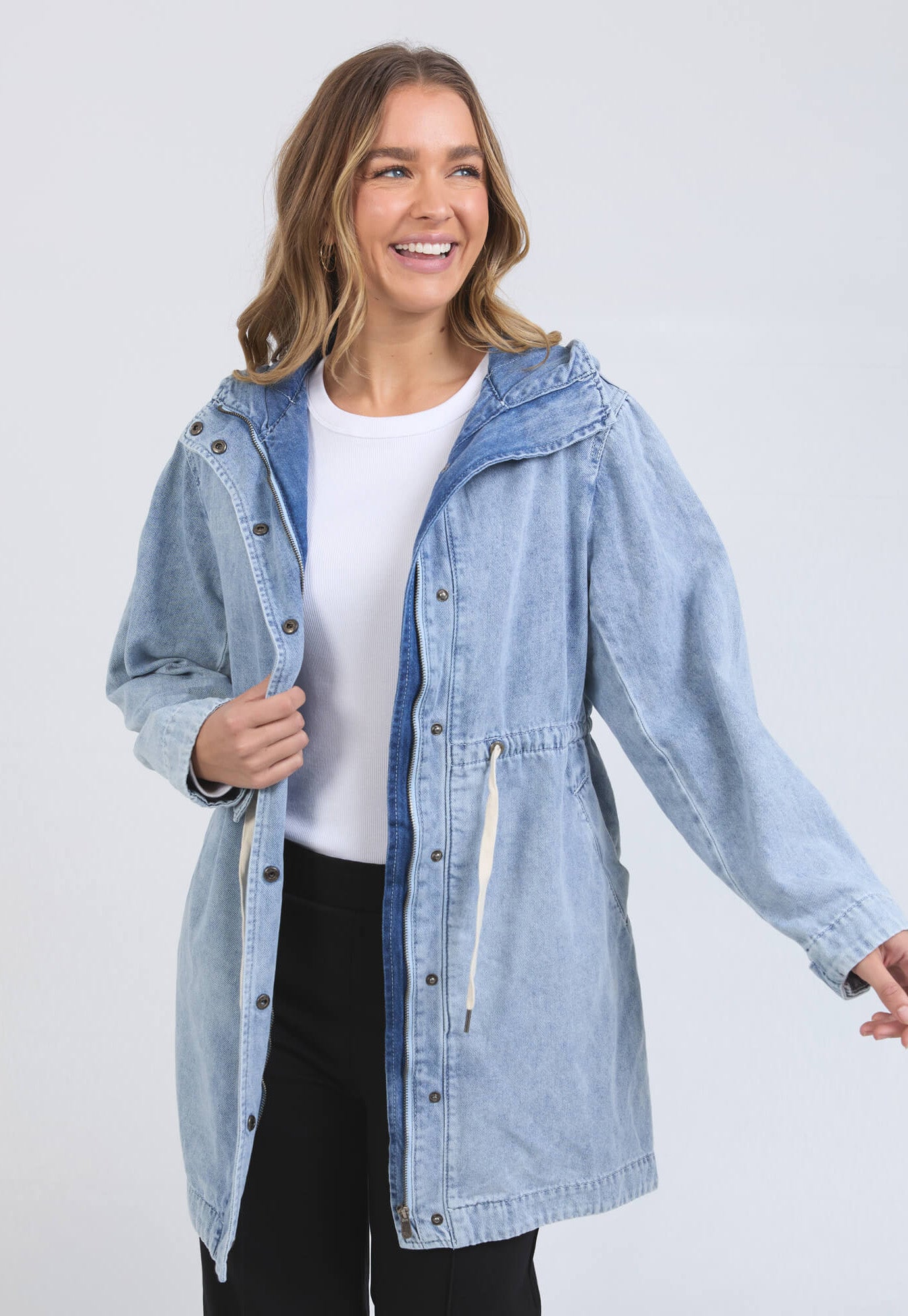 foxwood - kingston longline anorak - light blue
