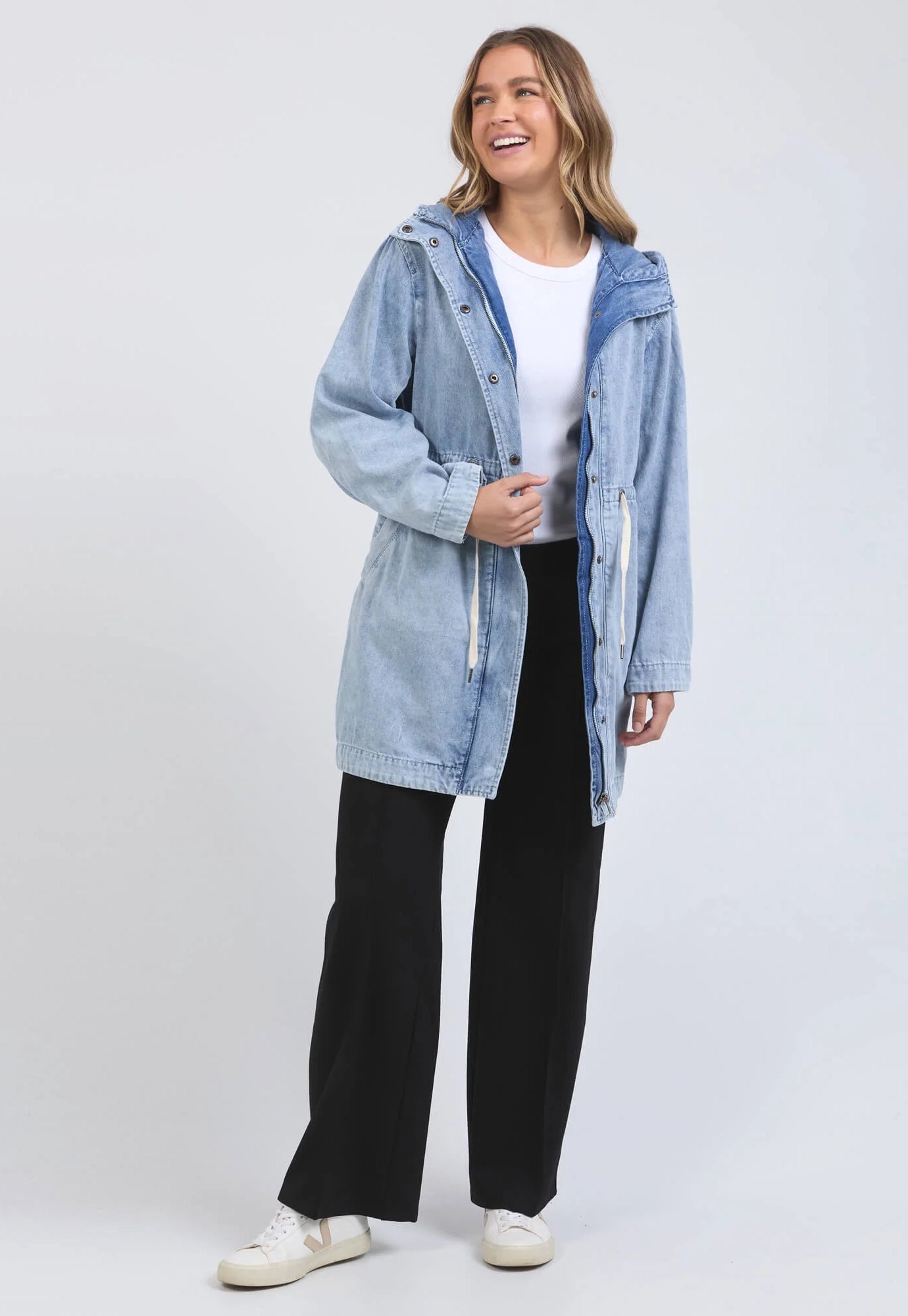 foxwood - kingston longline anorak - light blue