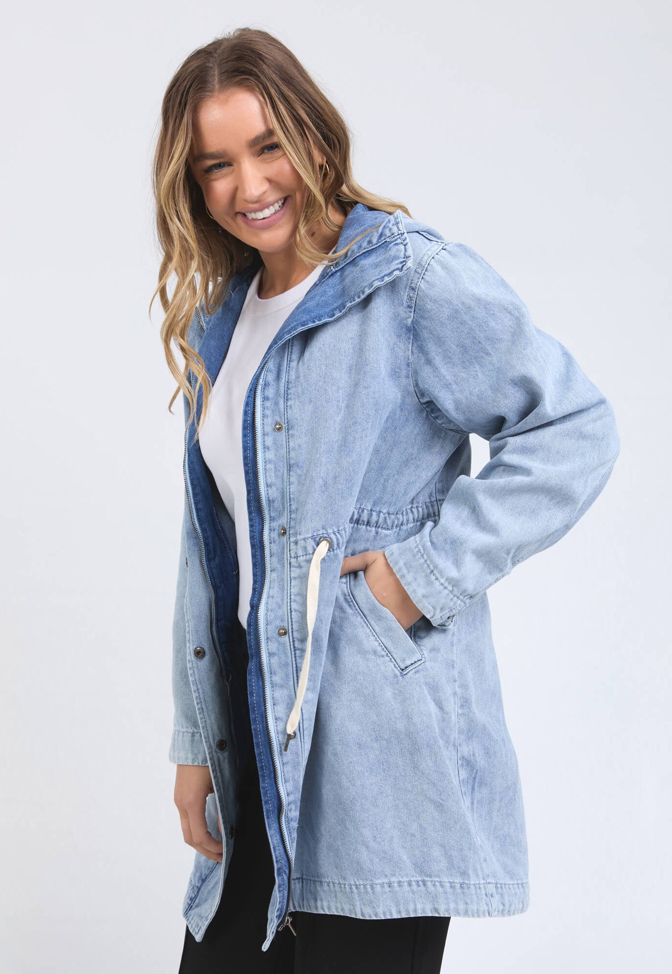 foxwood - kingston longline anorak - light blue