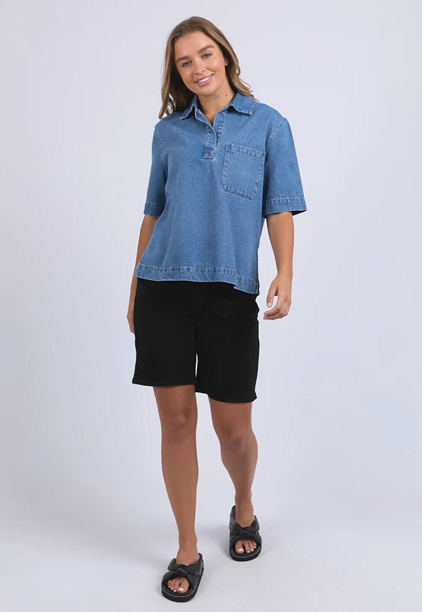 foxwood - monte shirt - mid blue