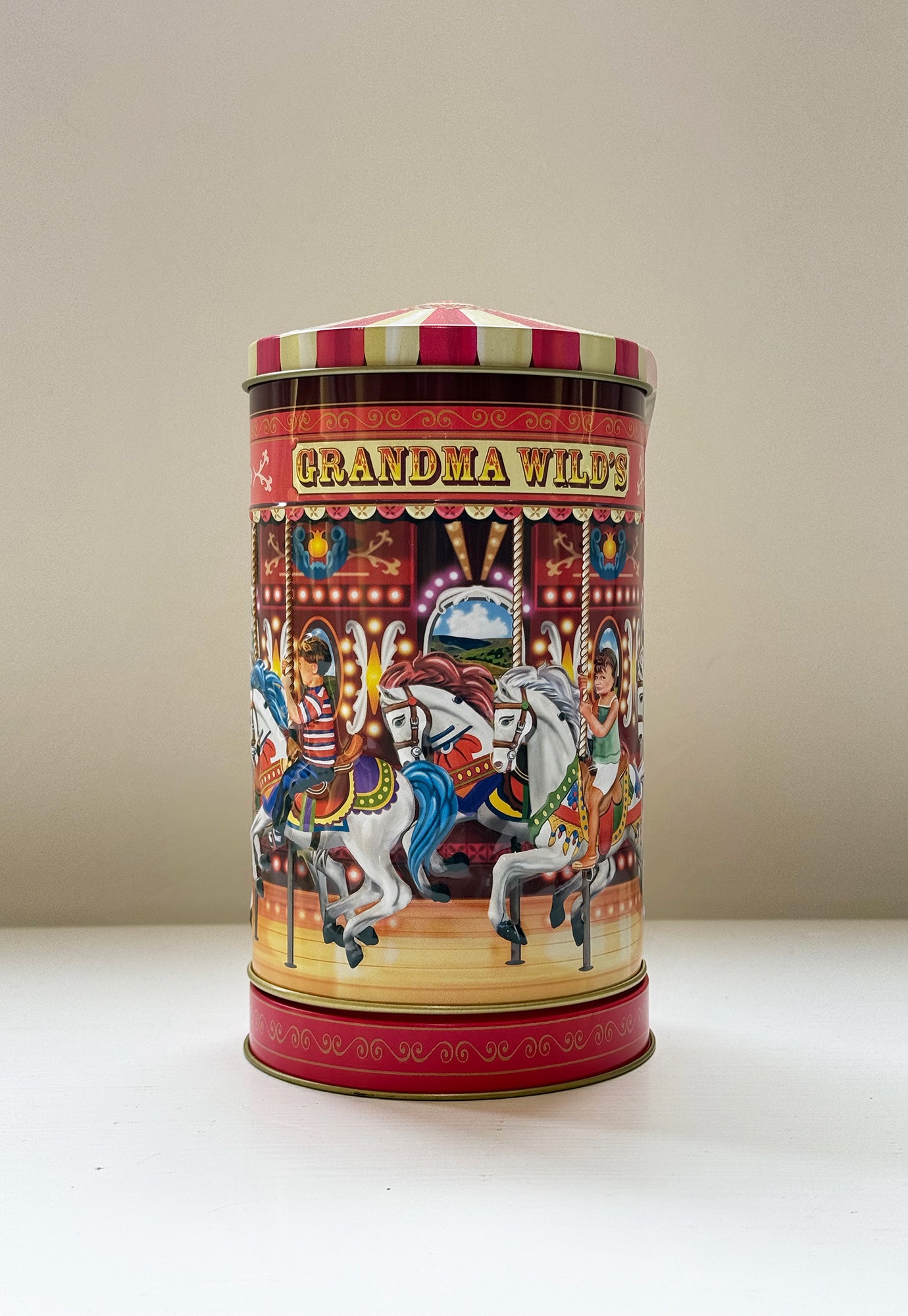 musical carousel embossed biscuit tin