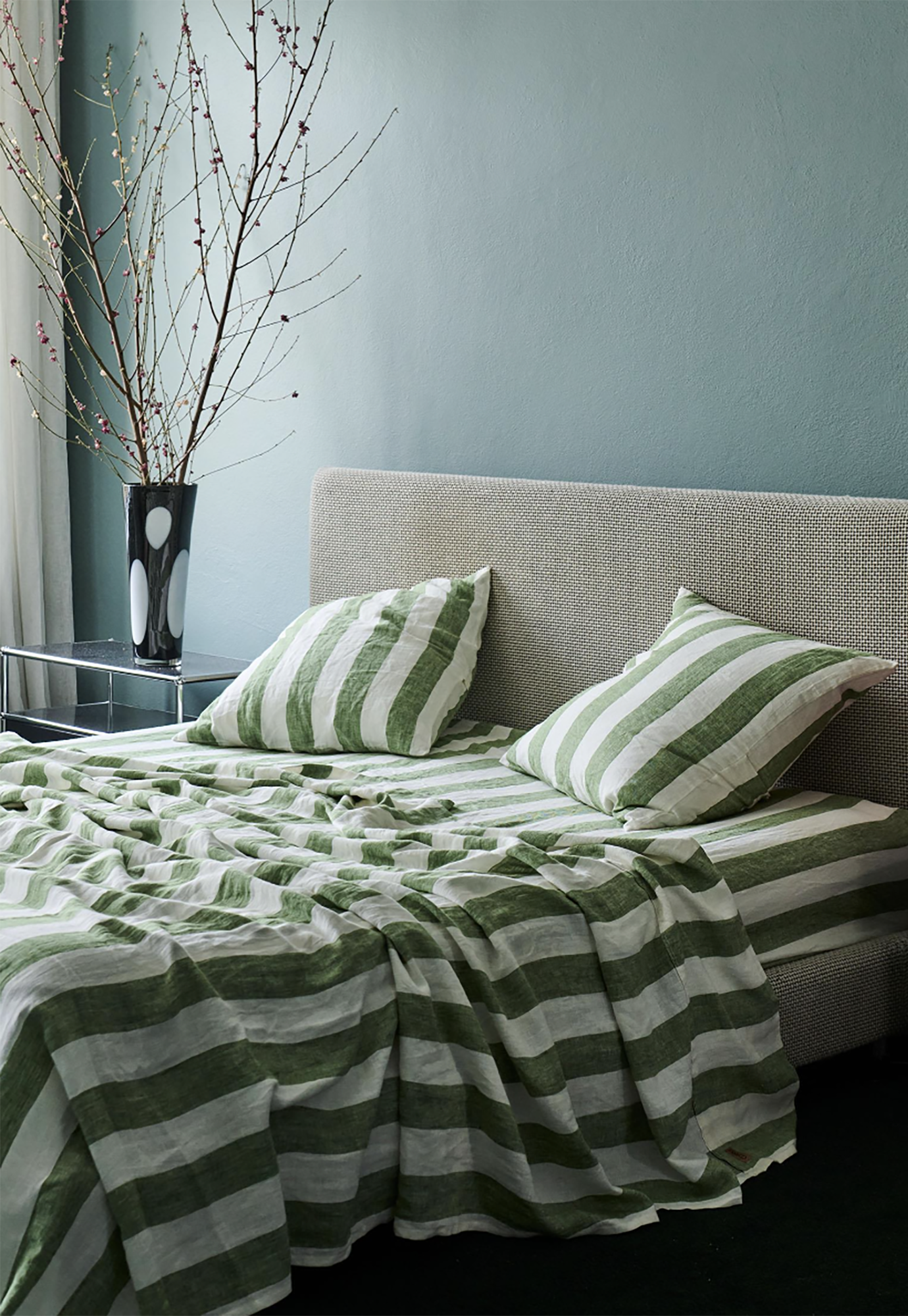 kip&co - moss stripe linen pillowcases 2P set