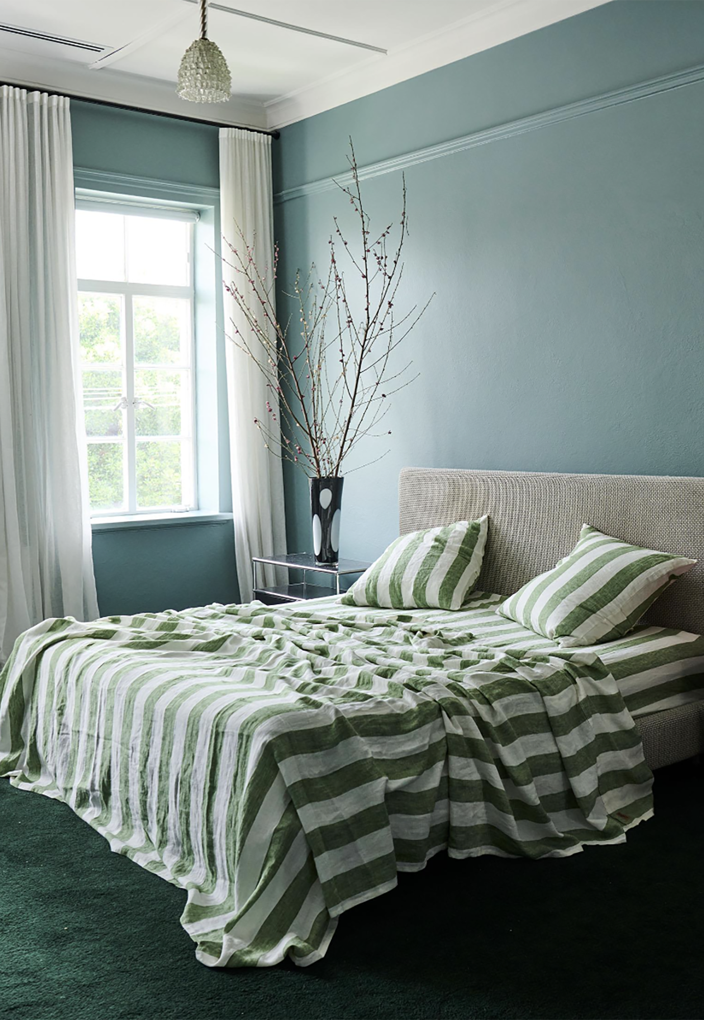 kip&co - moss stripe linen quilt cover