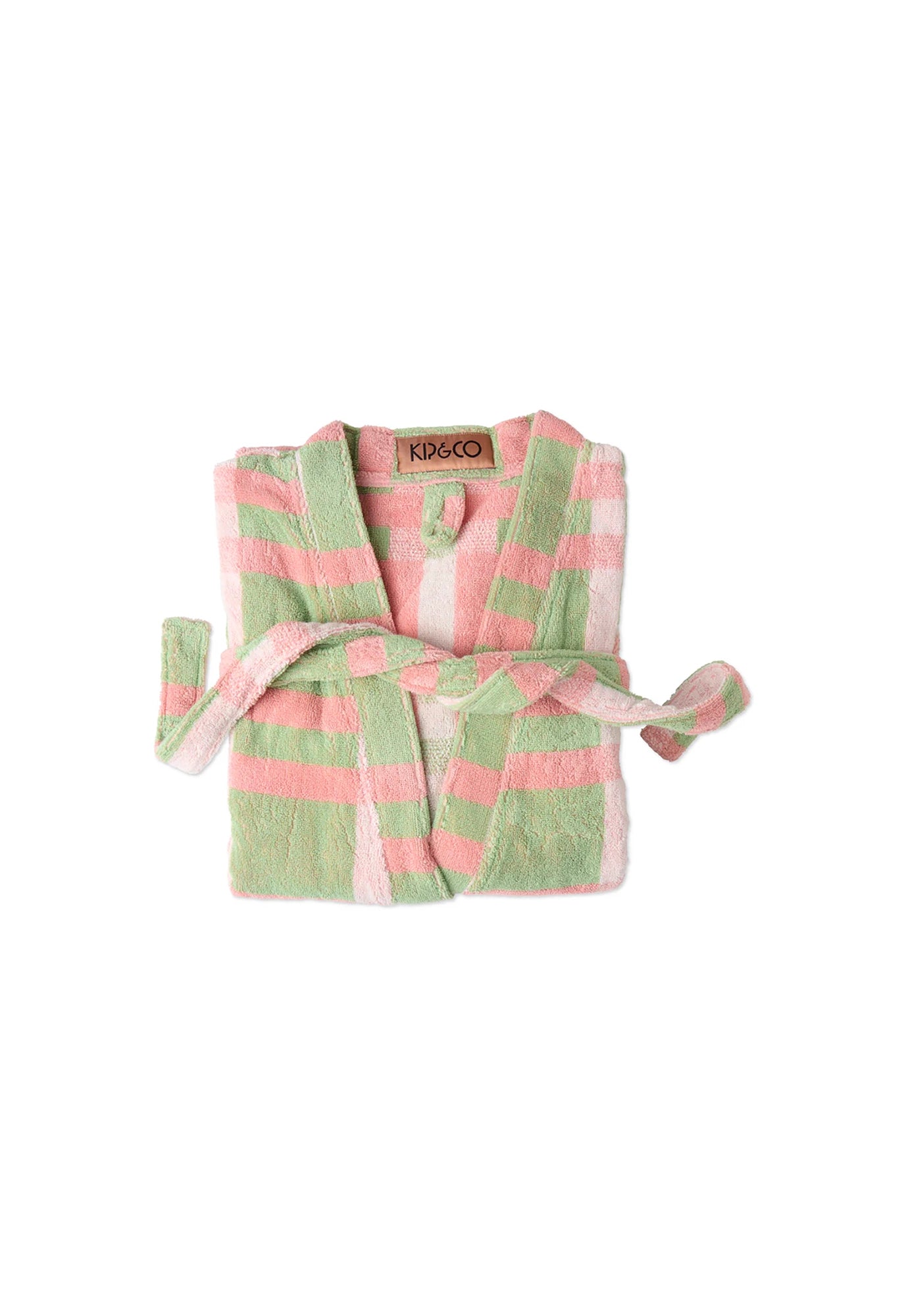 kip&co - pistachio tartan terry bath robe