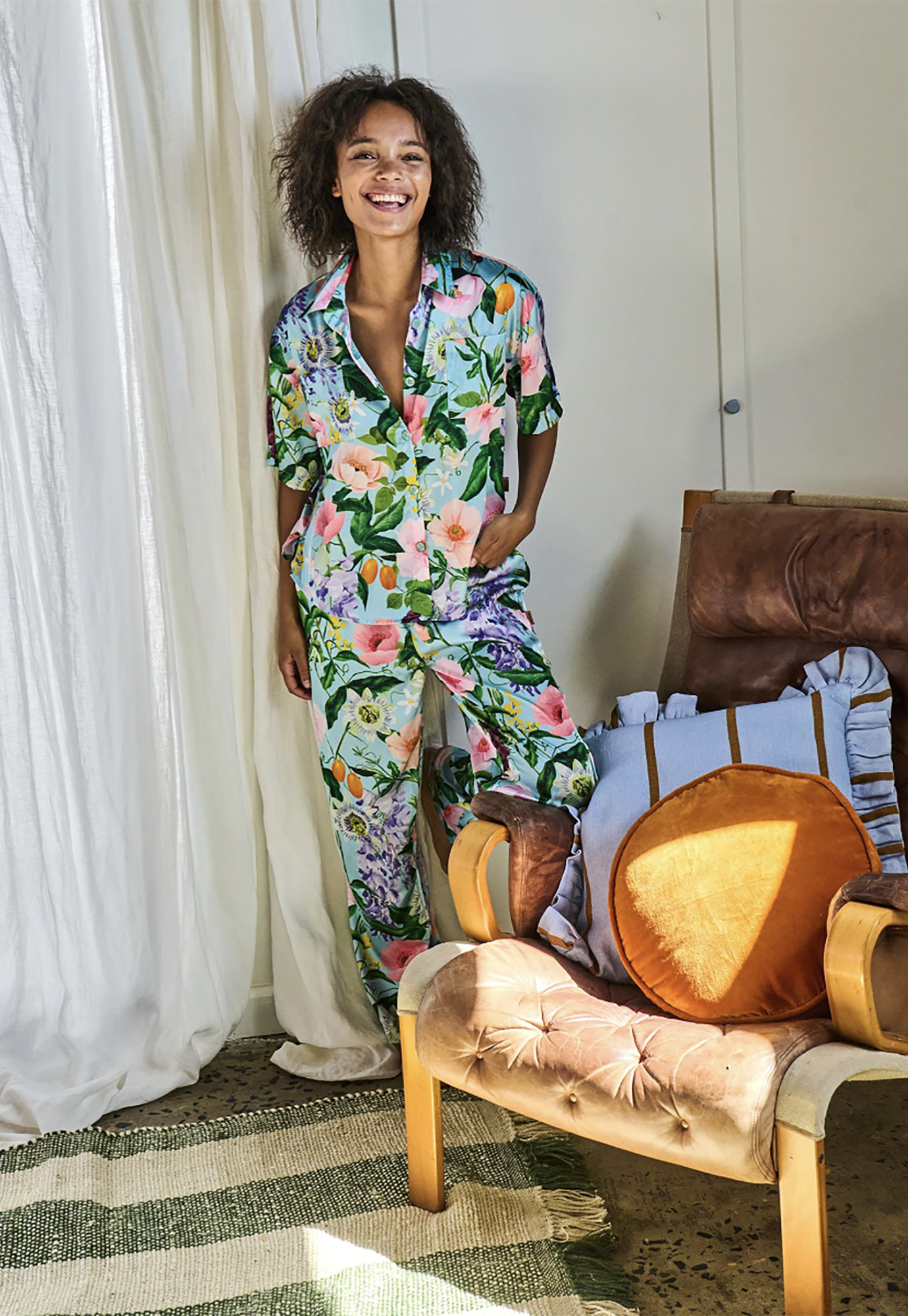 kip&co - spring in the air adult eco satin short sleeve pyjama set