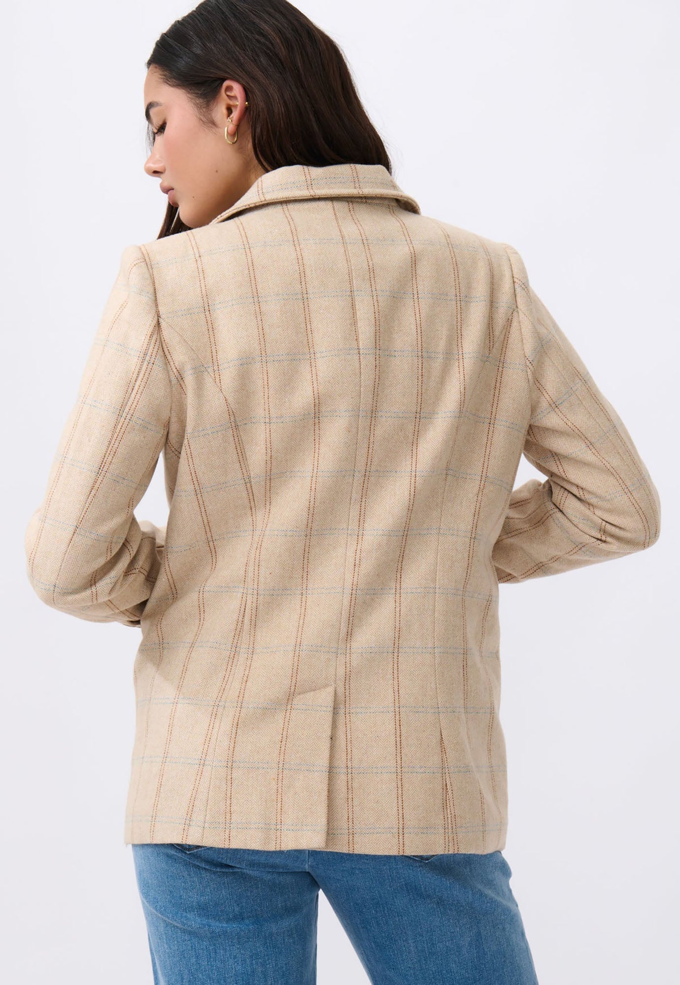 kireina - addison blazer - cream check
