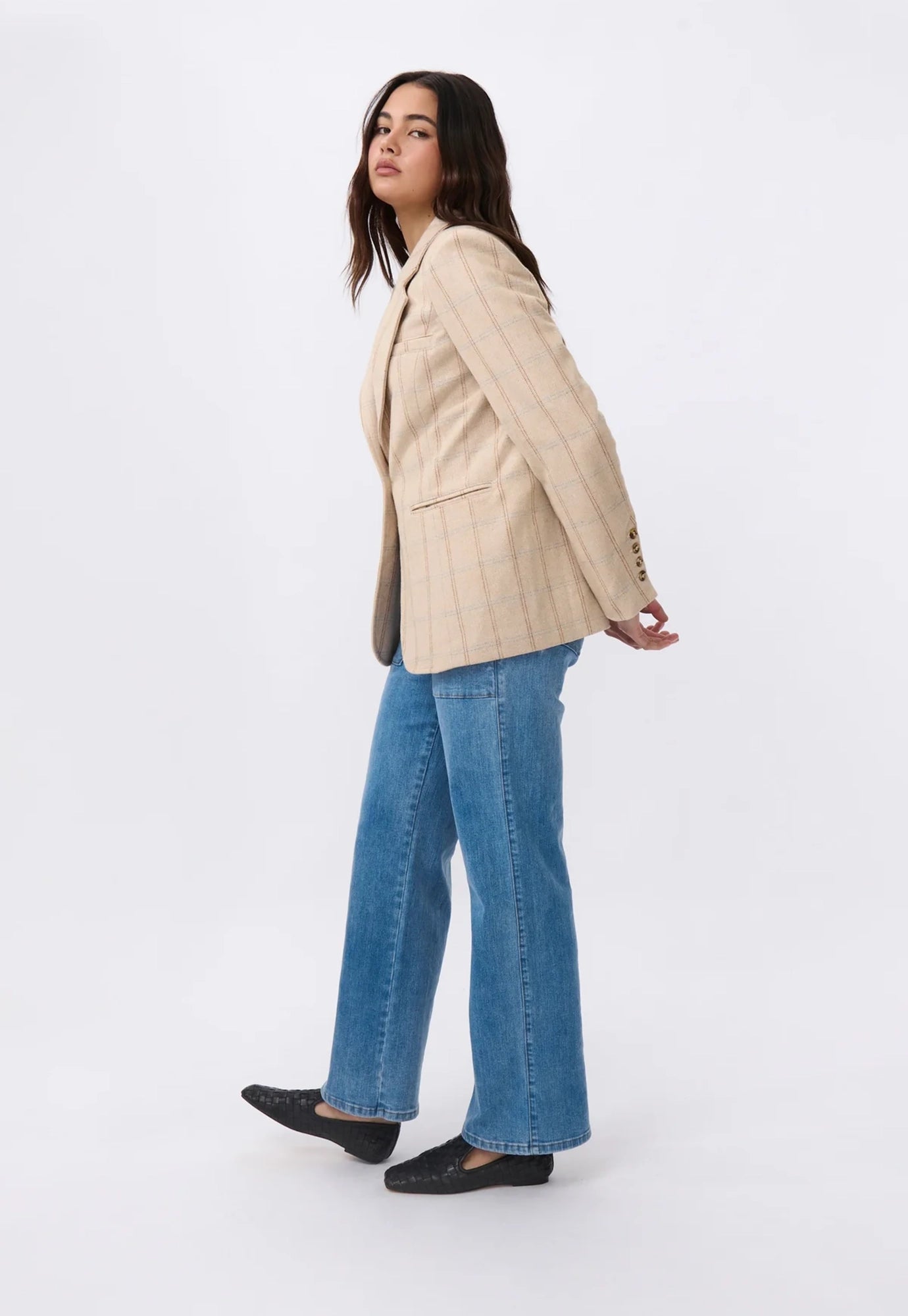 kireina - addison blazer - cream check