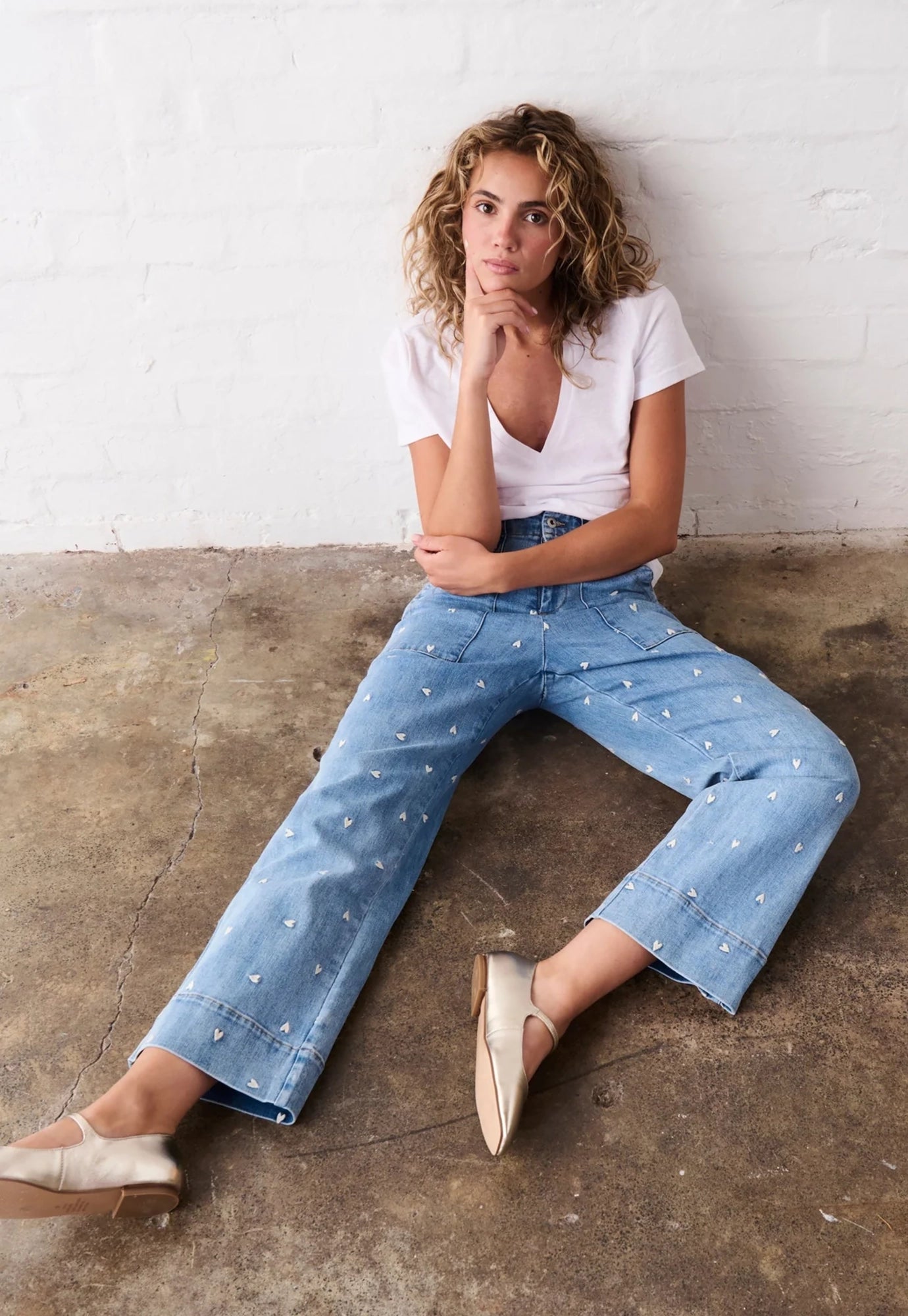 kireina - celeste pant heart - 70's blue