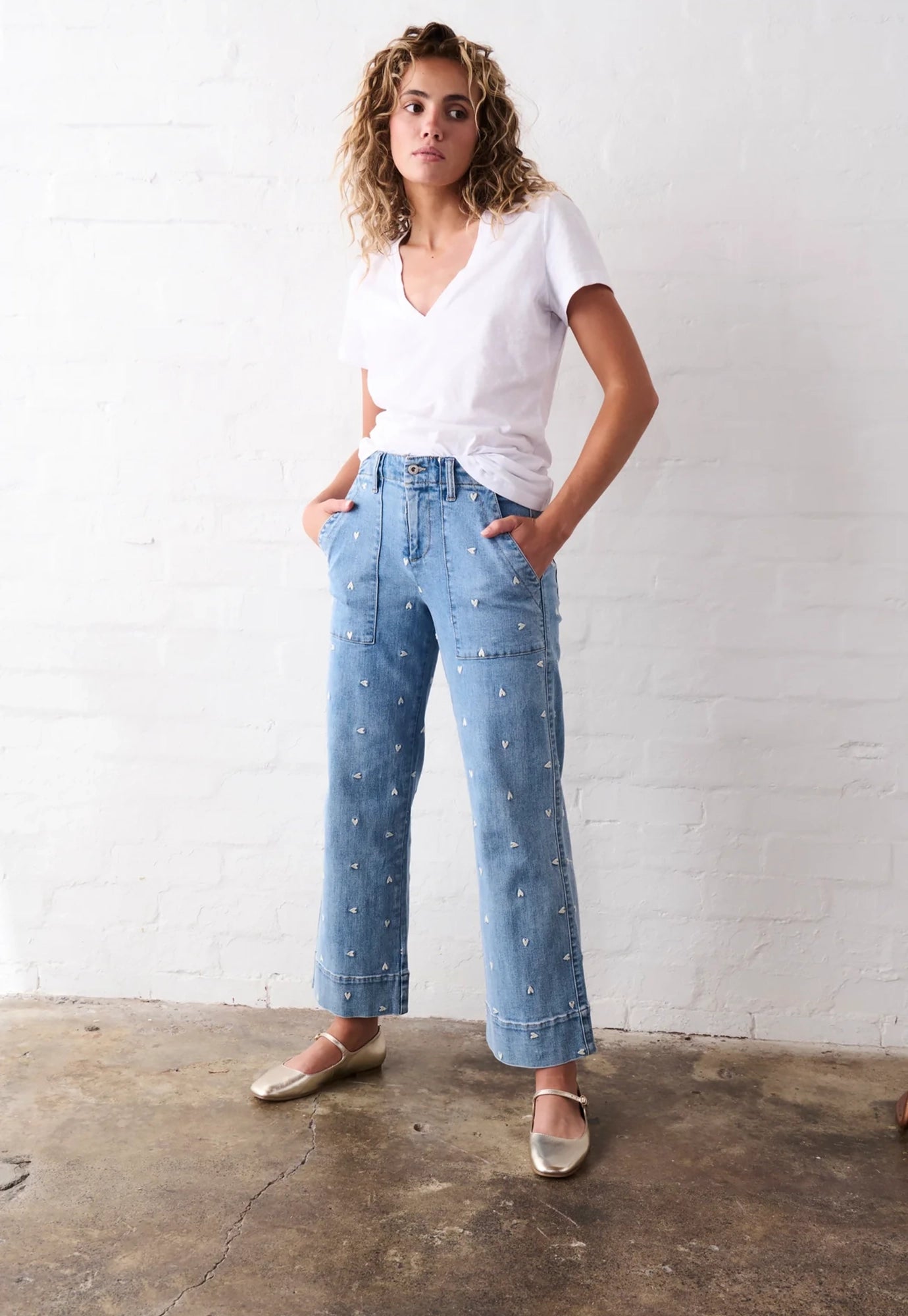 kireina - celeste pant heart - 70's blue