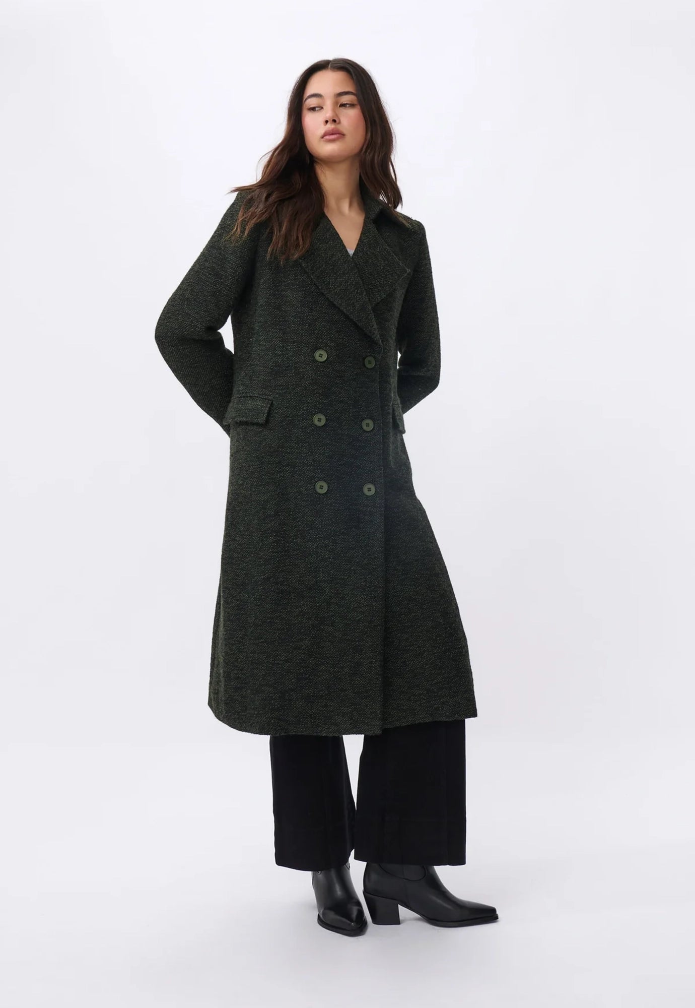 kireina - etta coat - green & black