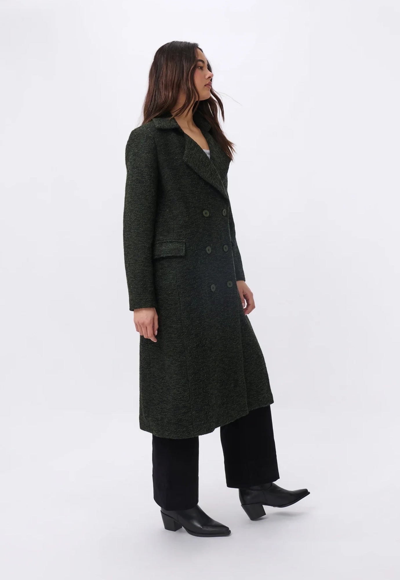 kireina - etta coat - green & black